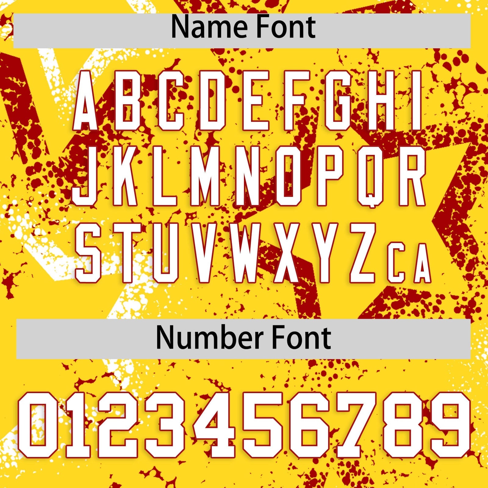 Custom Gold White Red Star-Shaped Ink Texture Graffiti Pattern Baseball Jersey | Sublimation Printed & Stitched,Add Name and Numbern,Perfect for Parties,Perfect for Training | KXKSHOP