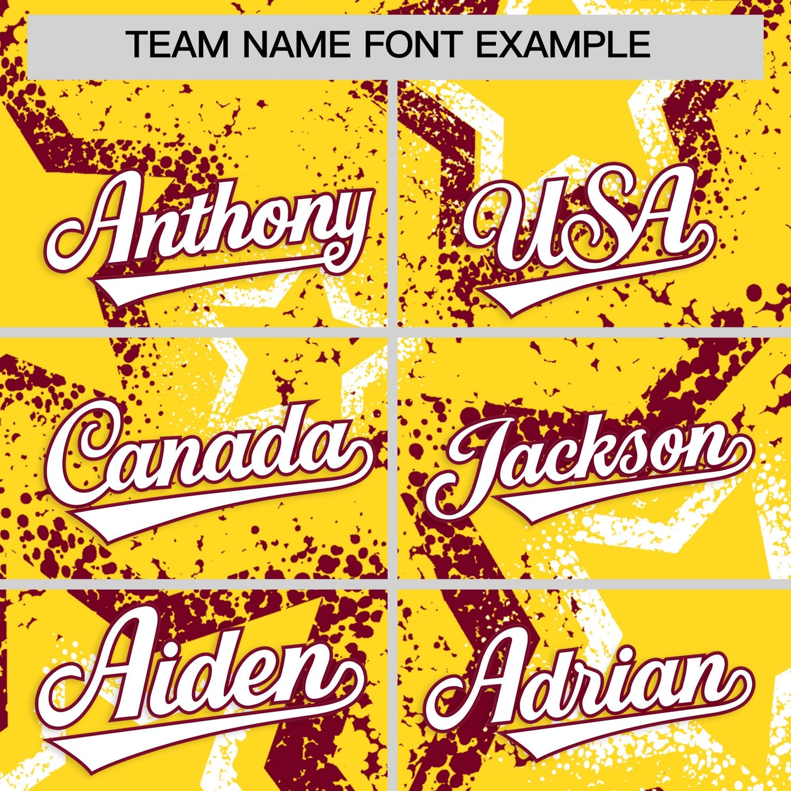 Custom Gold White Crimson Star-Shaped Ink Texture Graffiti Pattern Baseball Jersey | Sublimation Printed & Stitched,Add Name and Numbern,Perfect for Parties,Perfect for Training | KXKSHOP