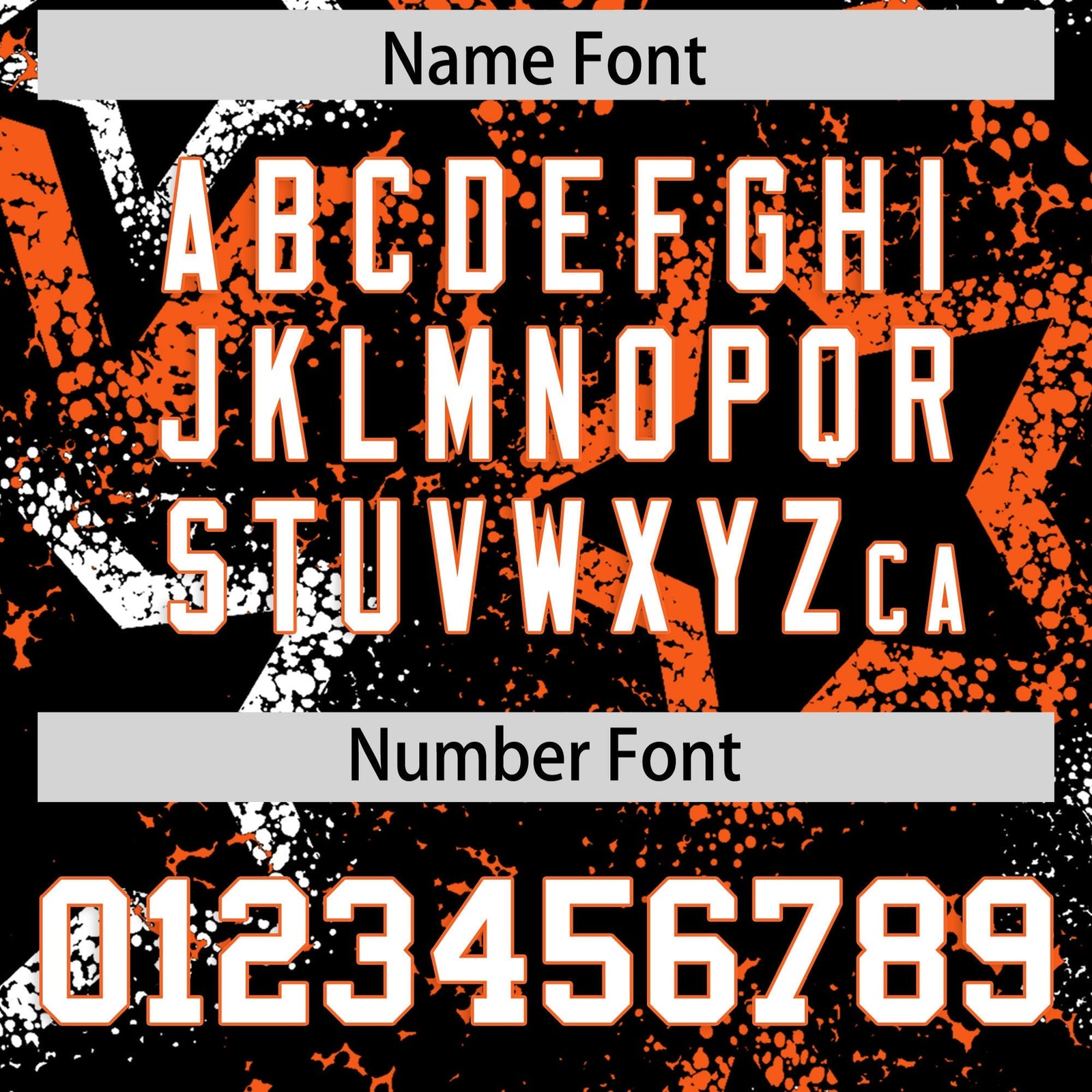 Custom Black White Orange Star-Shaped Ink Texture Graffiti Pattern Baseball Jersey | Sublimation Printed & Stitched,Add Name and Numbern,Perfect for Parties,Perfect for Training | KXKSHOP