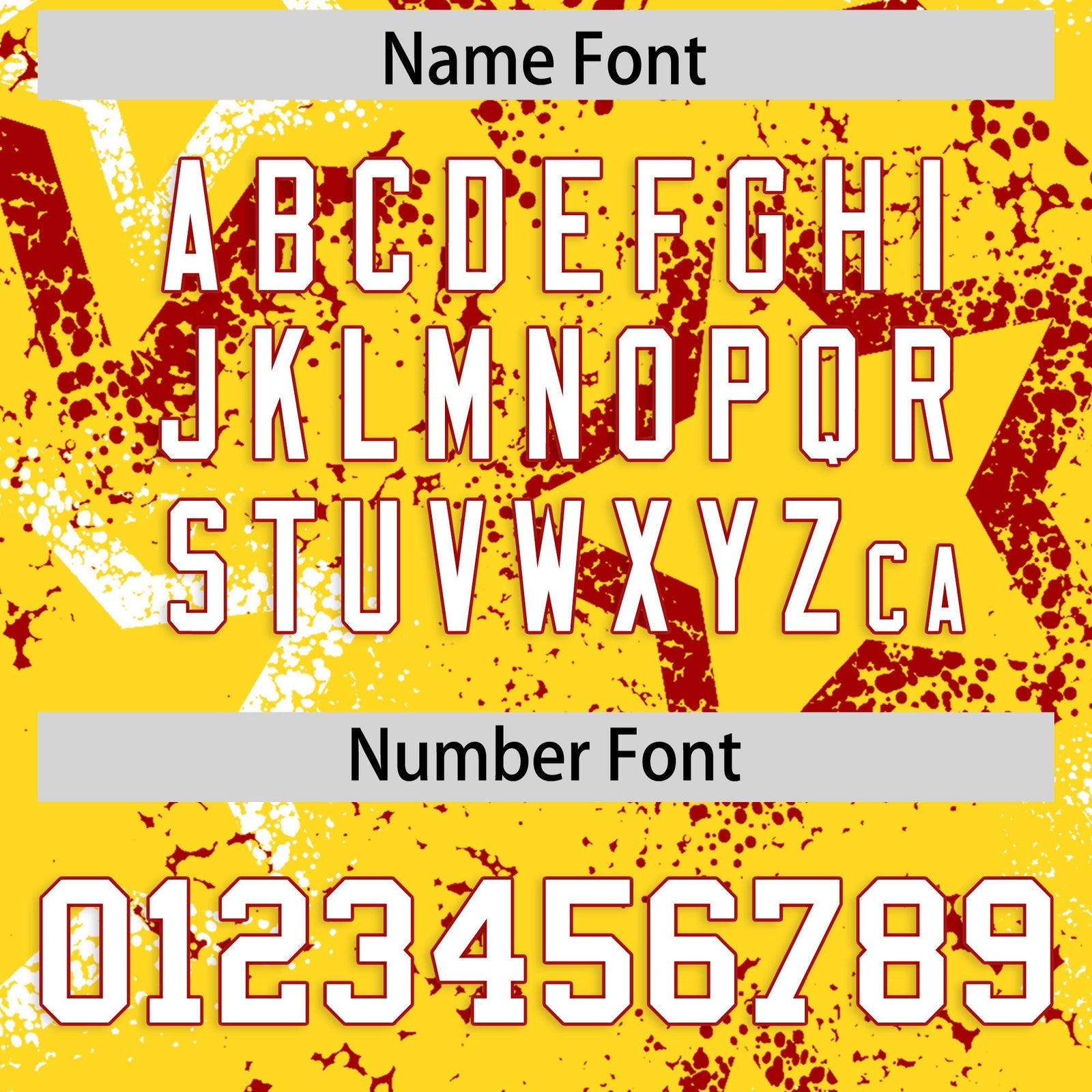 Custom Gold White Red Star-Shaped Ink Texture Graffiti Pattern Baseball Jersey | Sublimation Printed & Stitched,Add Name and Numbern,Perfect for Parties,Perfect for Training | KXKSHOP