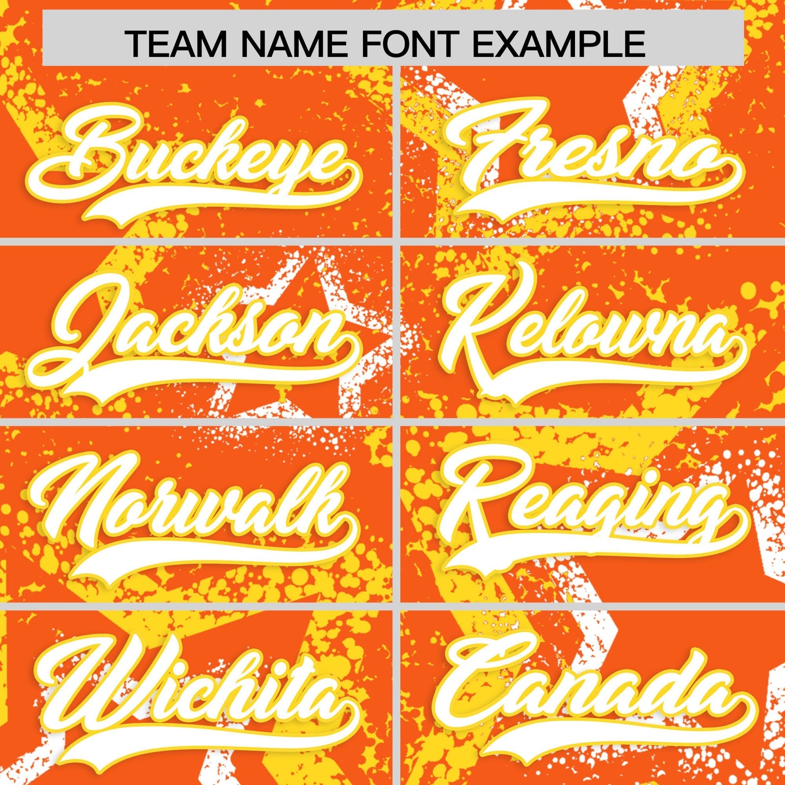 Custom Orange White Gold Star-Shaped Ink Texture Graffiti Pattern Baseball Jersey | Sublimation Printed & Stitched,Add Name and Numbern,Perfect for Parties,Perfect for Training | KXKSHOP