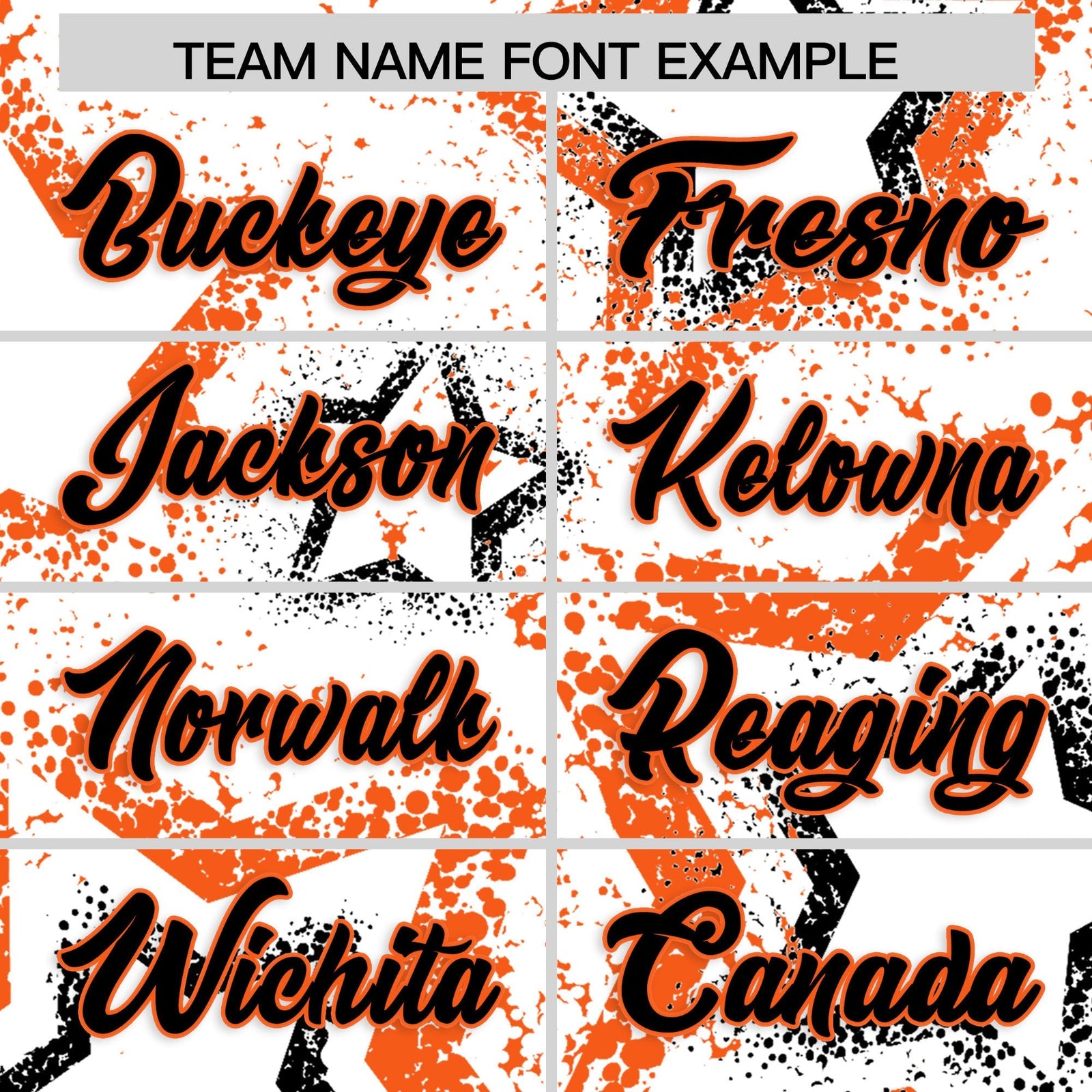 Custom White Orange Black Star-Shaped Ink Texture Graffiti Pattern Baseball Jersey | Sublimation Printed & Stitched,Add Name and Numbern,Perfect for Parties,Perfect for Training | KXKSHOP