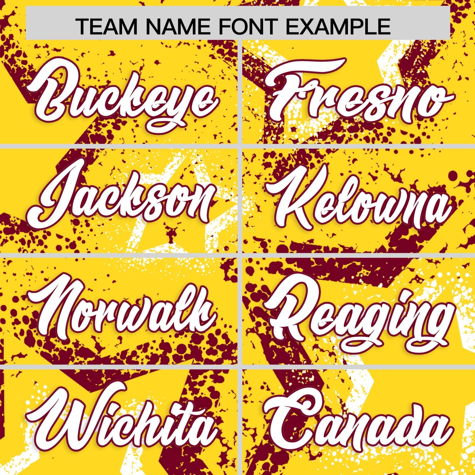 Custom Gold White Crimson Star-Shaped Ink Texture Graffiti Pattern Baseball Jersey | Sublimation Printed & Stitched,Add Name and Numbern,Perfect for Parties,Perfect for Training | KXKSHOP