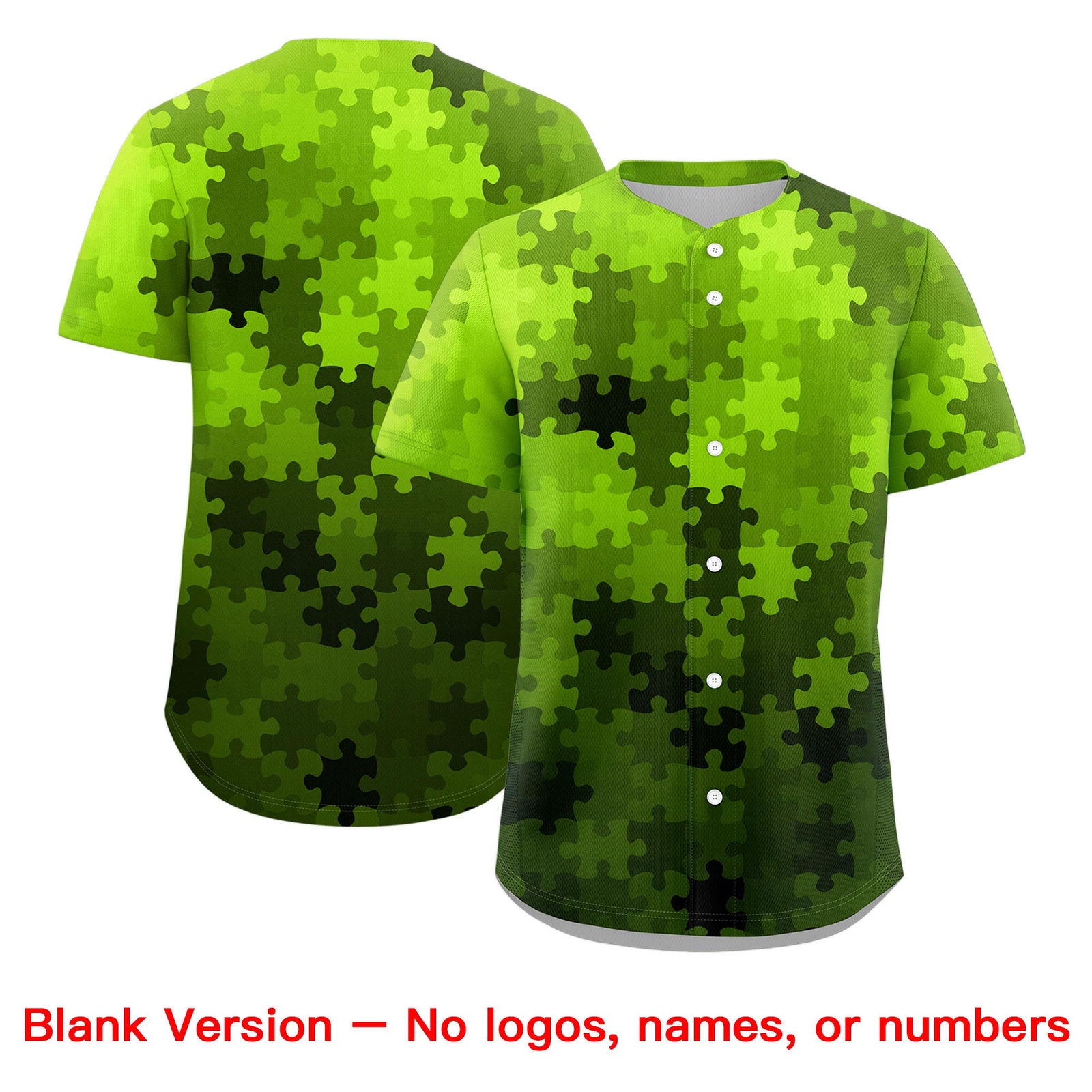 Custom White Neon Green Puzzle Elements Baseball Jersey | Sublimation Printed & Stitched,Add Name and Numbern,Perfect for Teams | KXKSHOP
