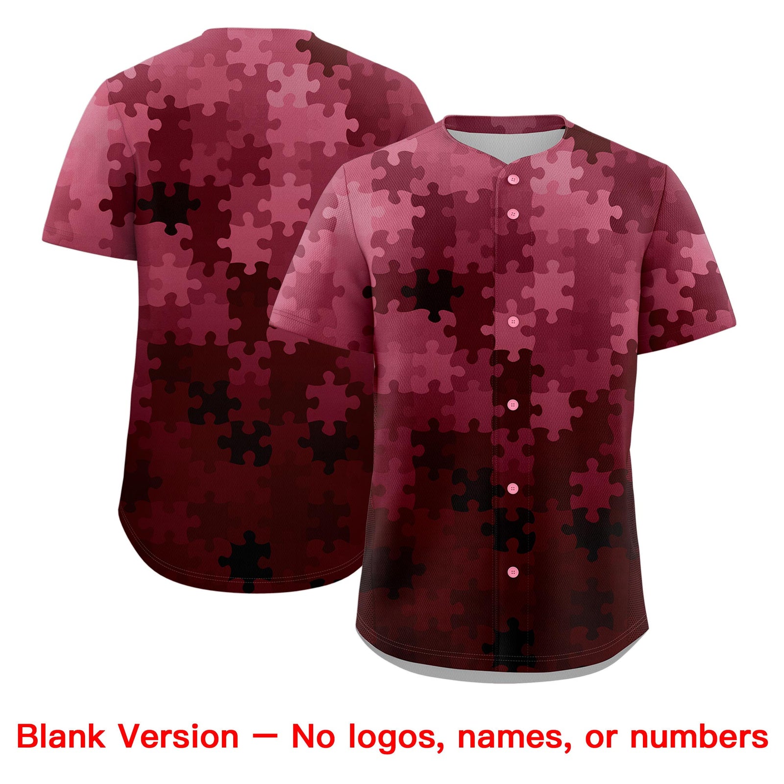 Custom White Black Puzzle Elements Baseball Jersey | Sublimation Printed & Stitched,Add Name and Numbern,Perfect for Teams | KXKSHOP