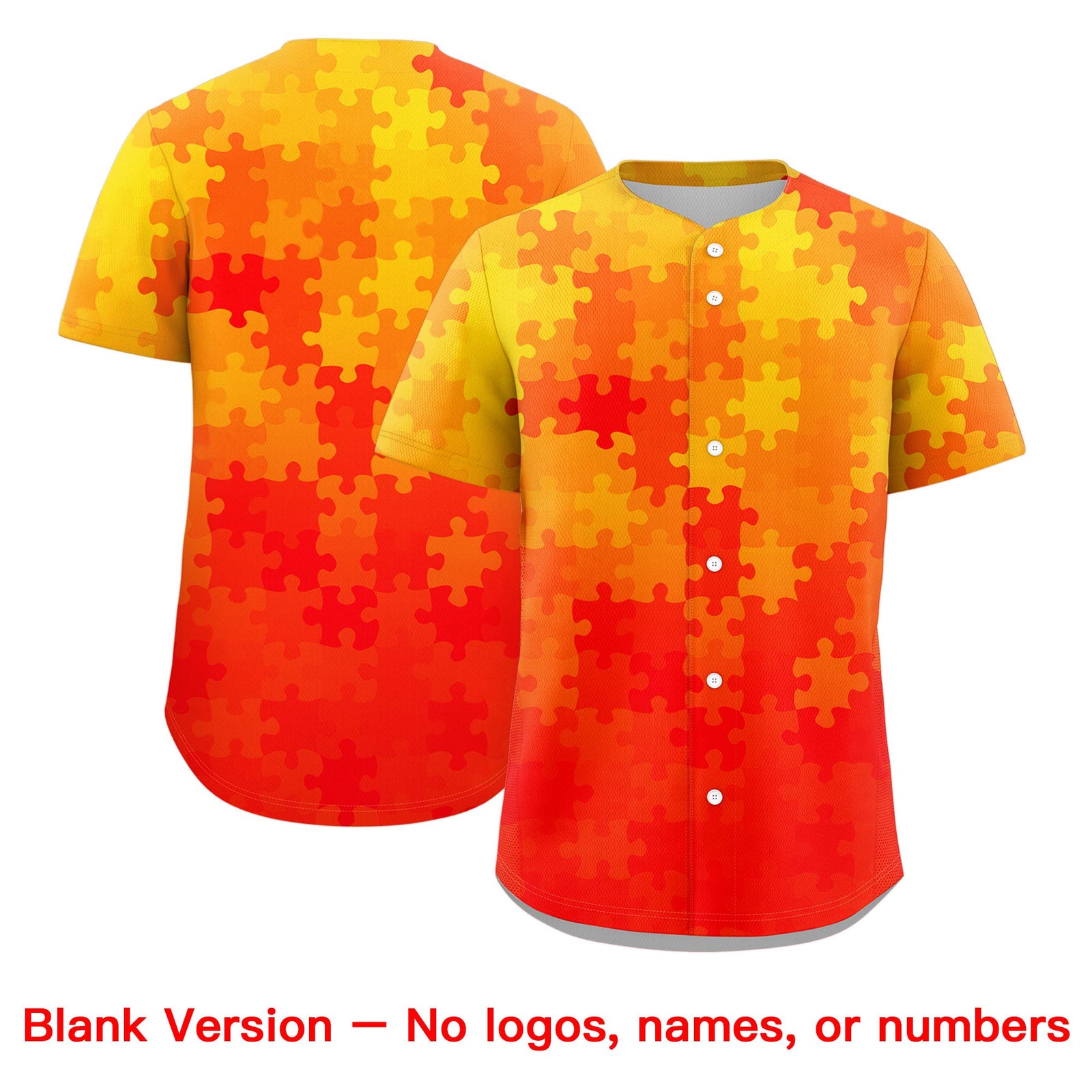 Custom White Red Puzzle Elements Baseball Jersey | Sublimation Printed & Stitched,Add Name and Numbern,Perfect for Teams | KXKSHOP