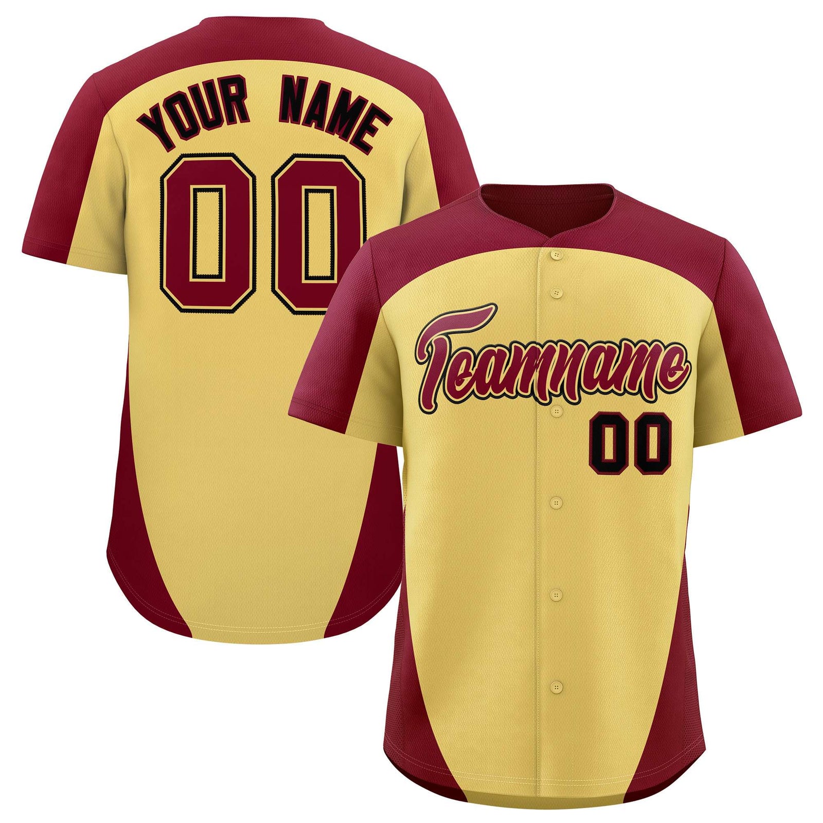 Custom Khaki Crimson Personalized Edge Color Block Authentic Baseball Jersey