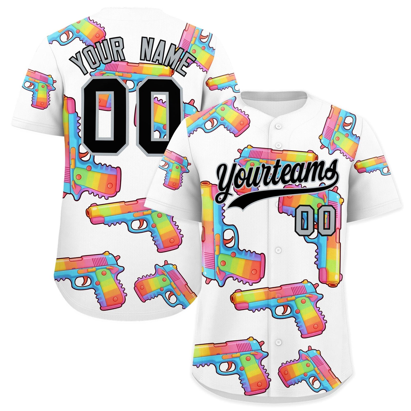 Custom Youth Baseball Jersey White Black Sugar-Coated Firepower Graffiti Pattern Hip-hop