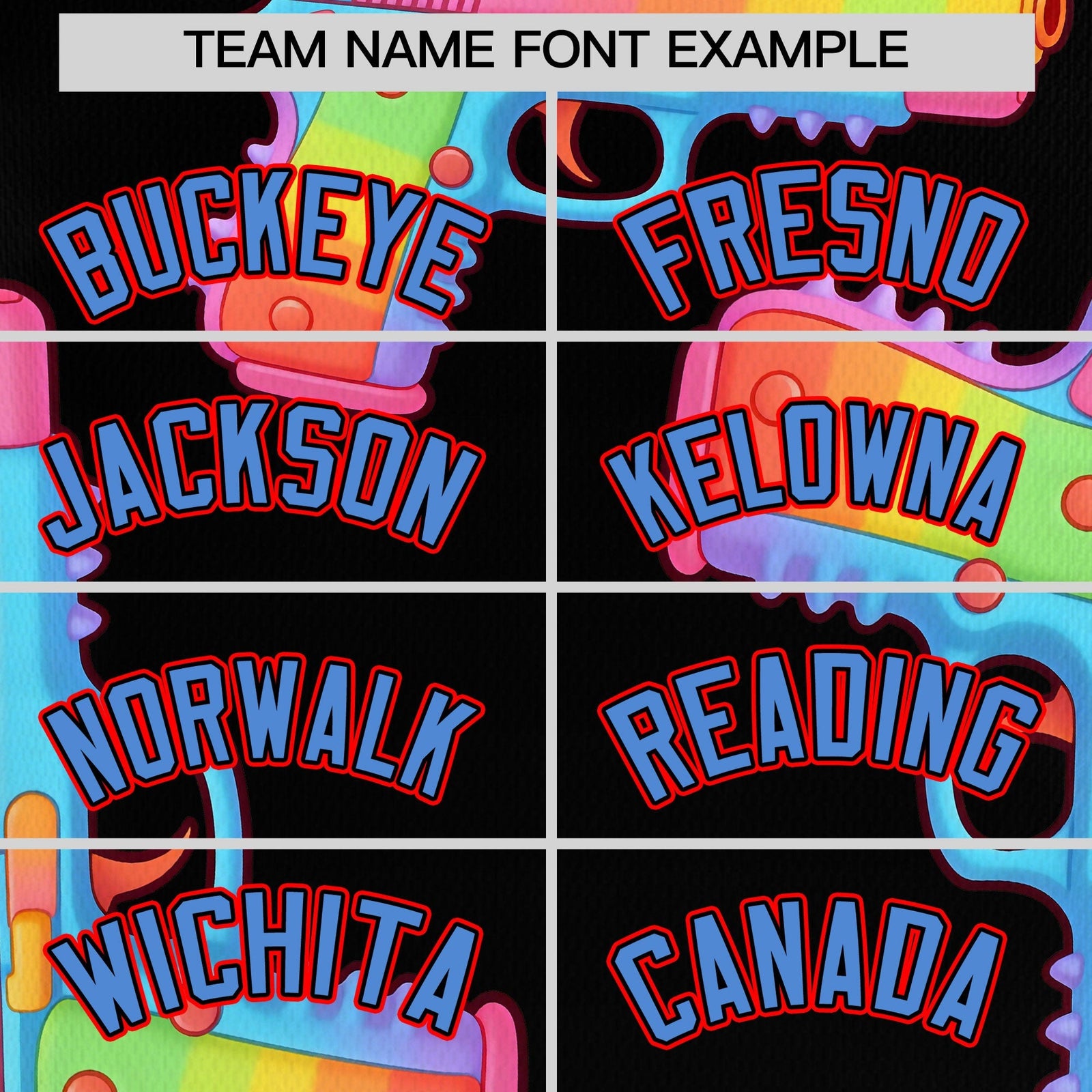 Custom Youth Baseball Jersey Black Powder Blue Sugar-Coated Firepower Graffiti Pattern Hip-hop