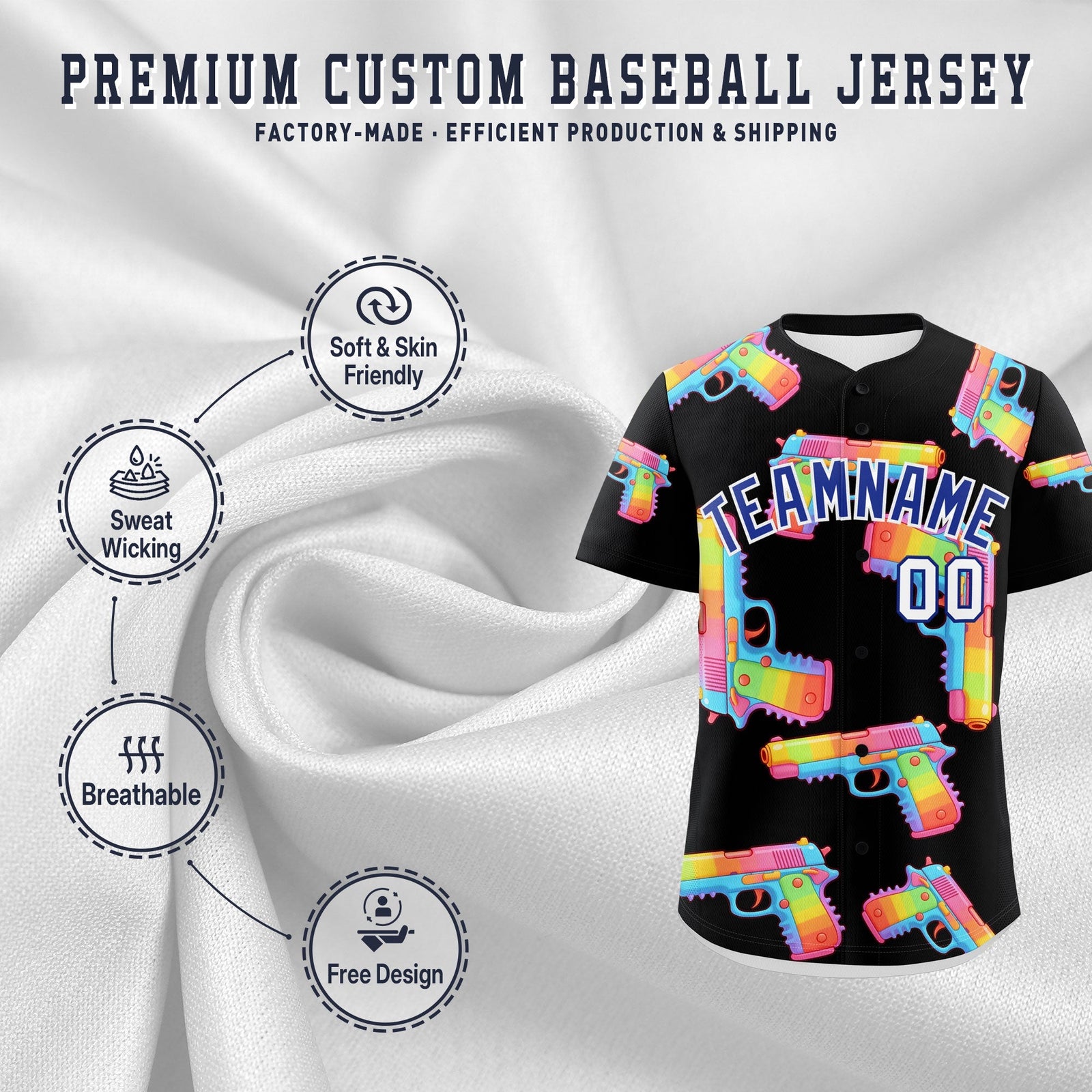 Custom Youth Baseball Jersey Black Royal Blue Sugar-Coated Firepower Graffiti Pattern Street Style