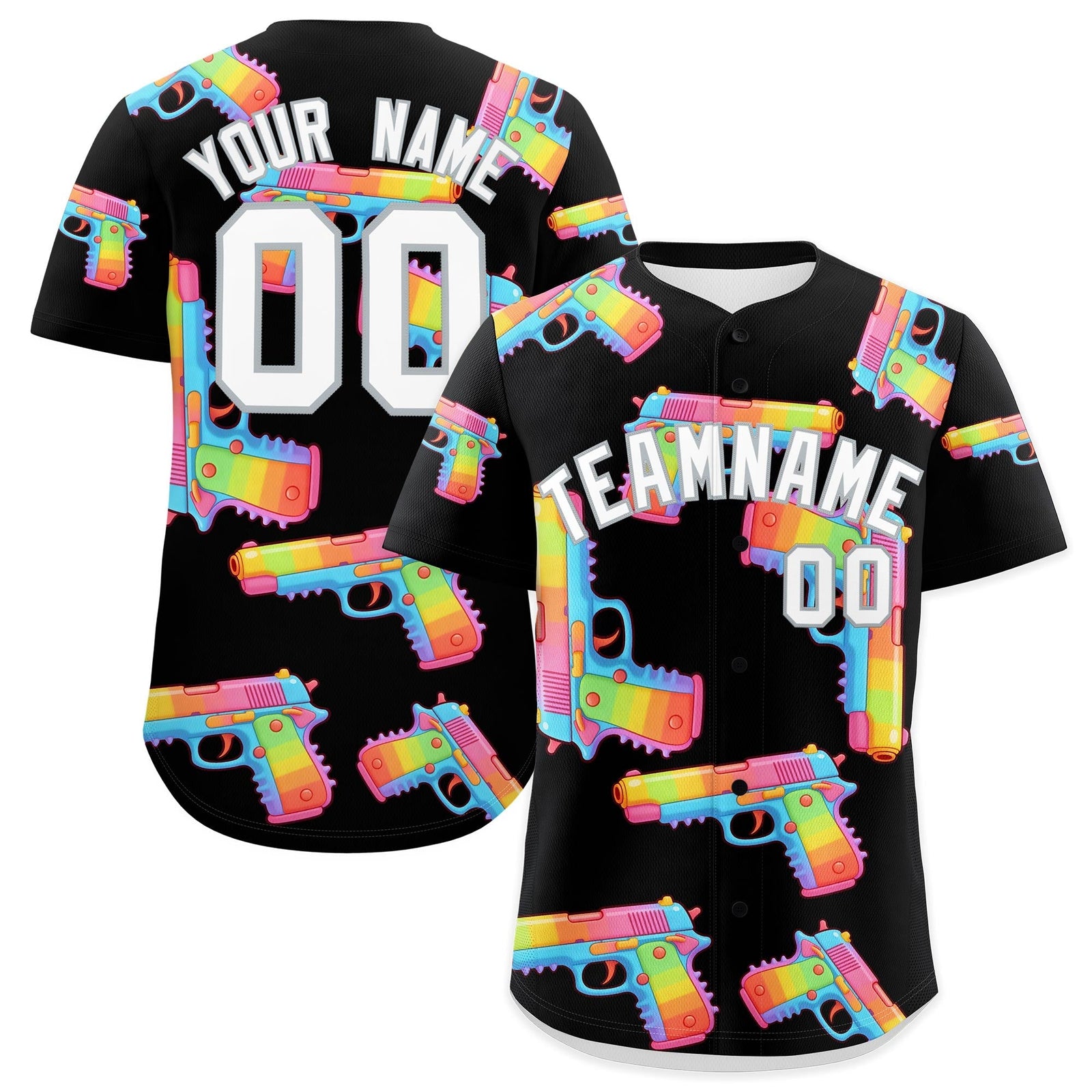 Custom Youth Baseball Jersey Black White Sugar-Coated Firepower Graffiti Pattern Hip-hop