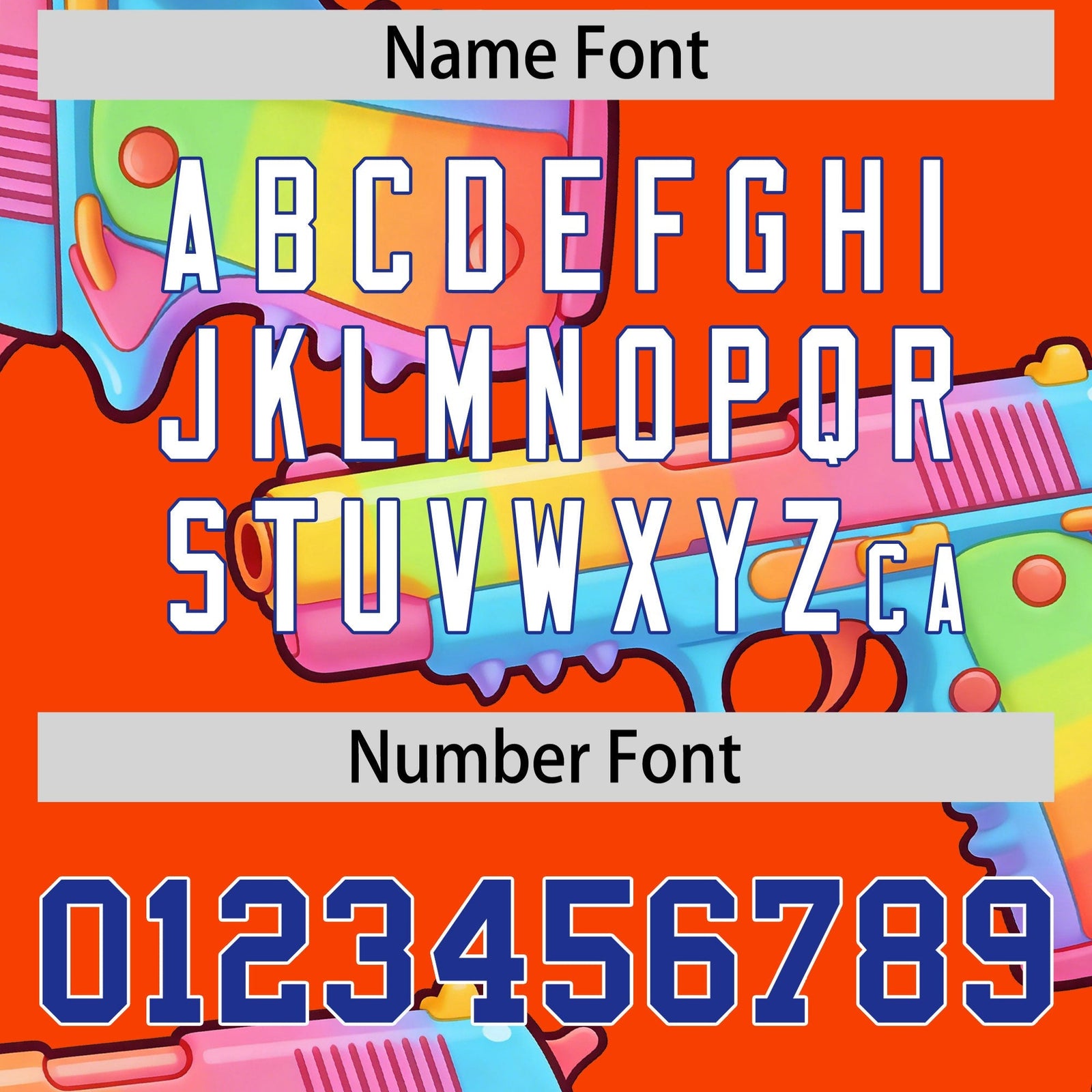 Custom Youth Baseball Jersey Orange Royal Blue Sugar-Coated Firepower Graffiti Pattern Urban Fashion