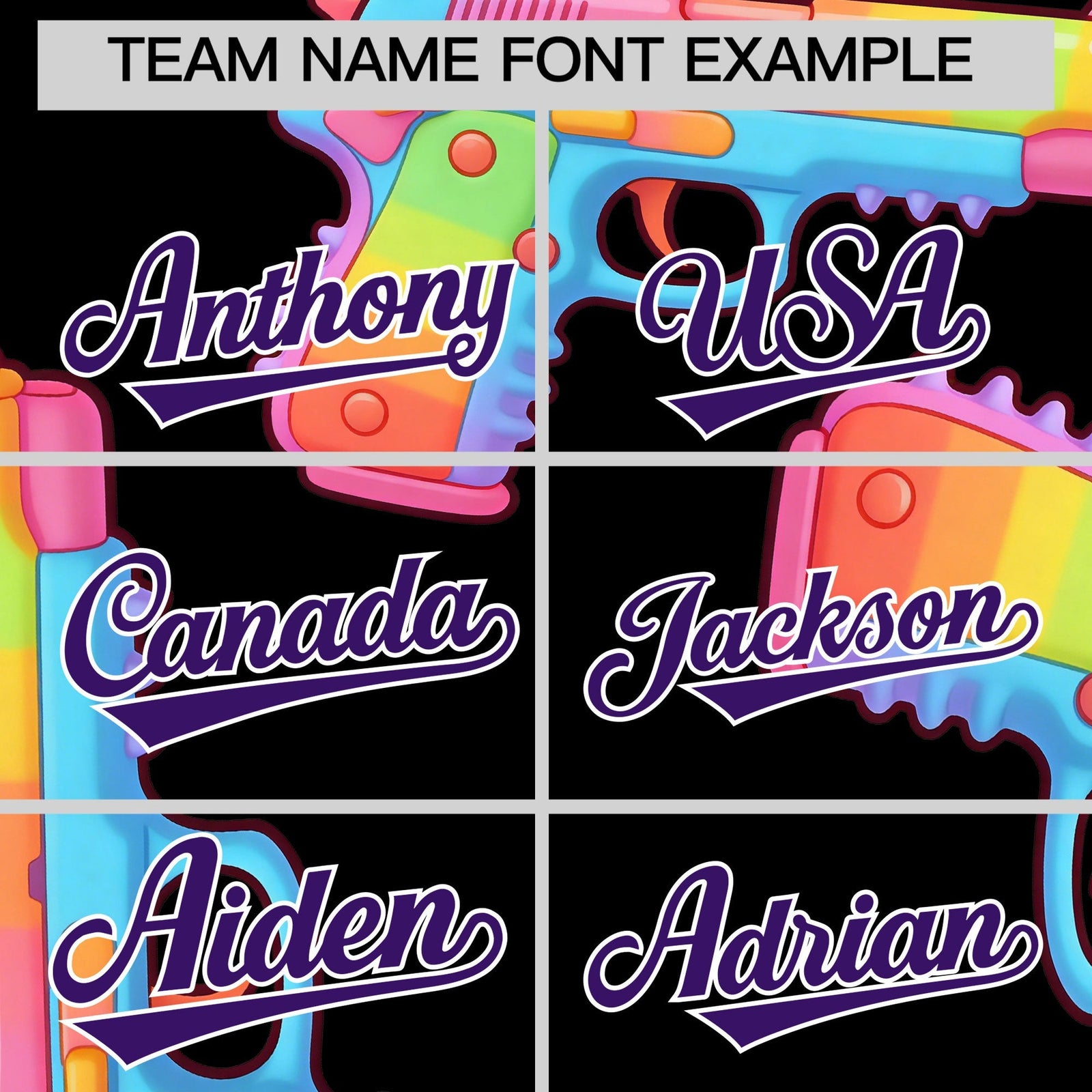 Custom Youth Baseball Jersey Black Purple Sugar-Coated Firepower Graffiti Pattern Street Style