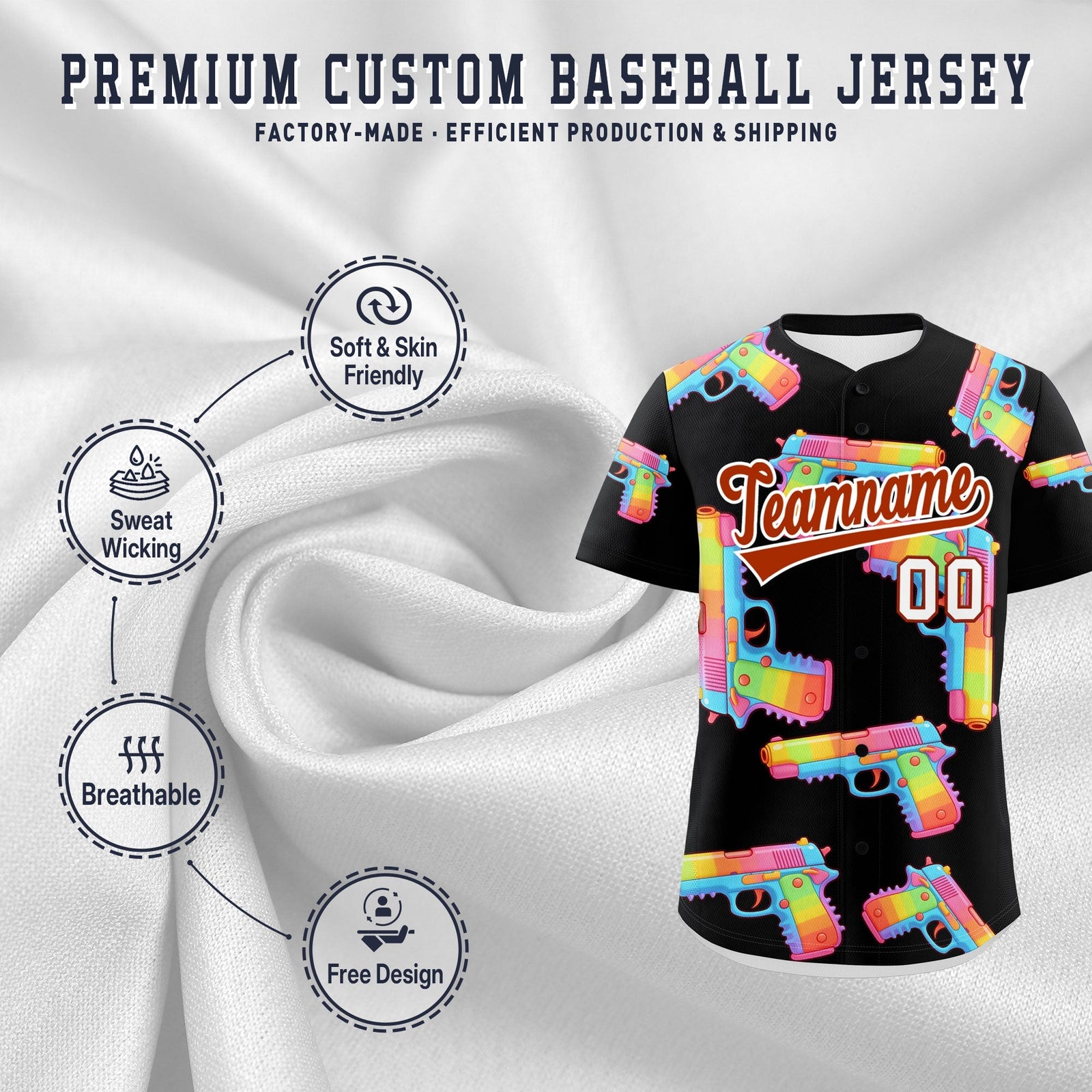 Custom Youth Baseball Jersey Black Dark Orange Sugar-Coated Firepower Graffiti Pattern Urban Fashion