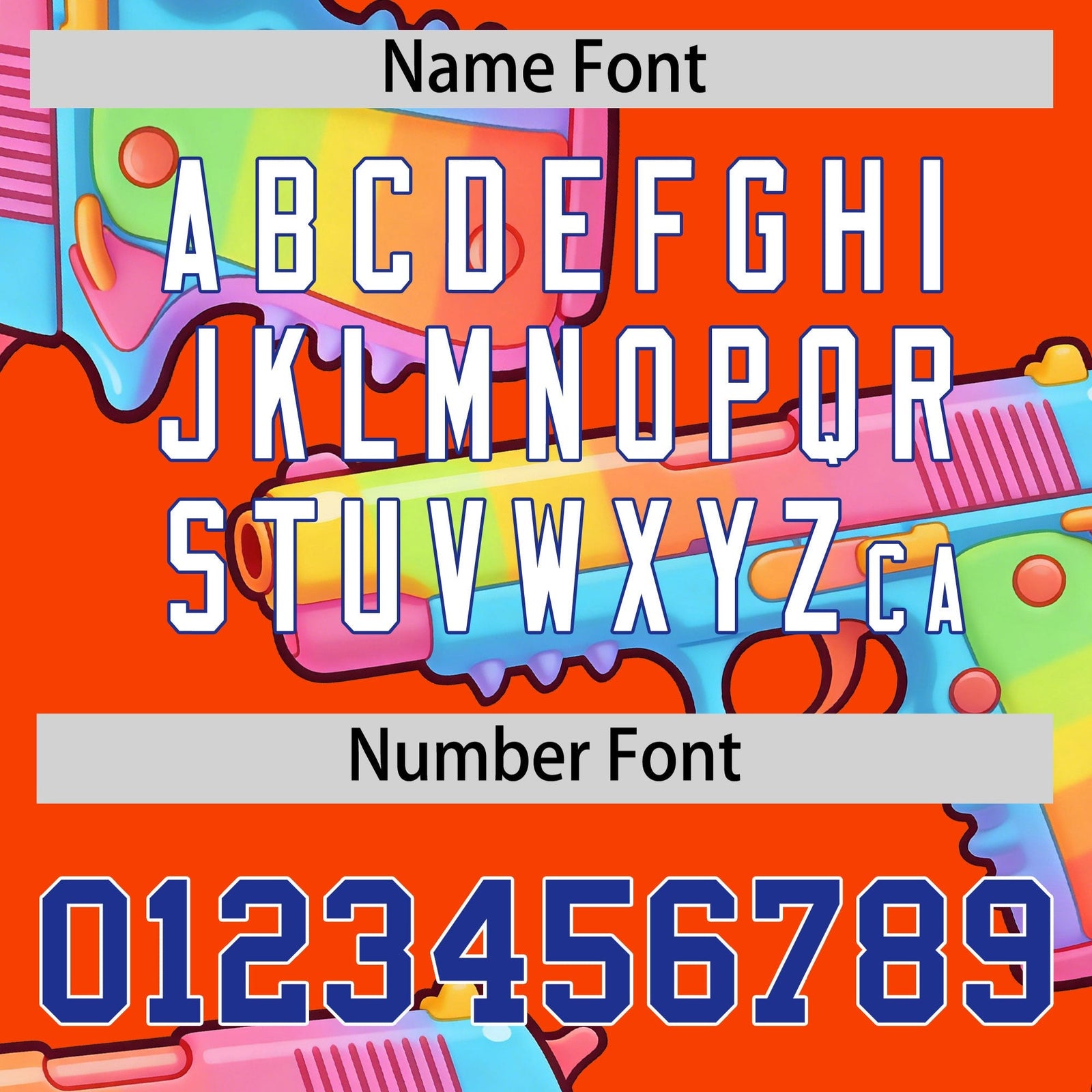 Custom Youth Baseball Jersey Orange Royal Blue Sugar-Coated Firepower Graffiti Pattern Urban Fashion