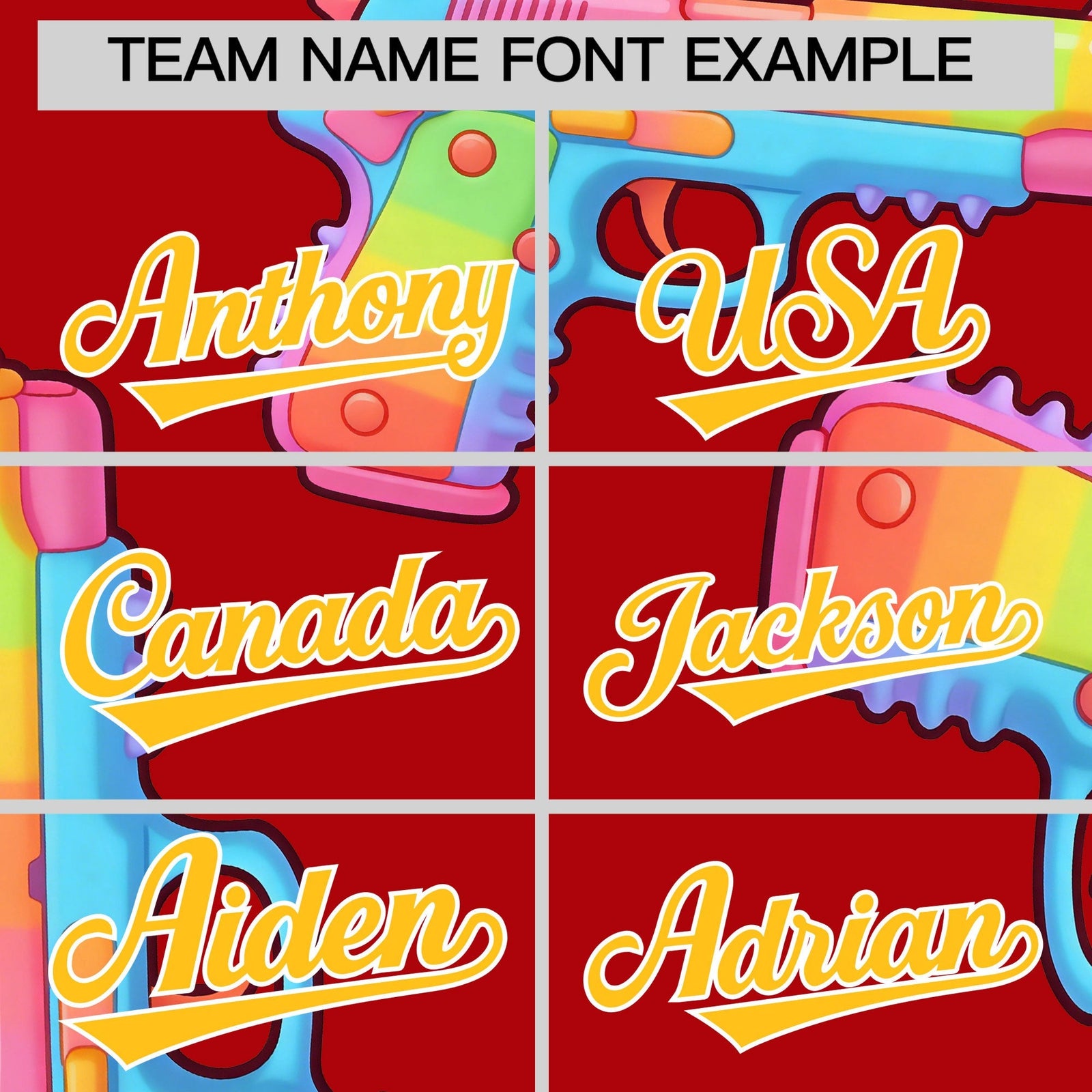 Custom Youth Baseball Jersey Red Yellow Sugar-Coated Firepower Graffiti Pattern Urban Fashion
