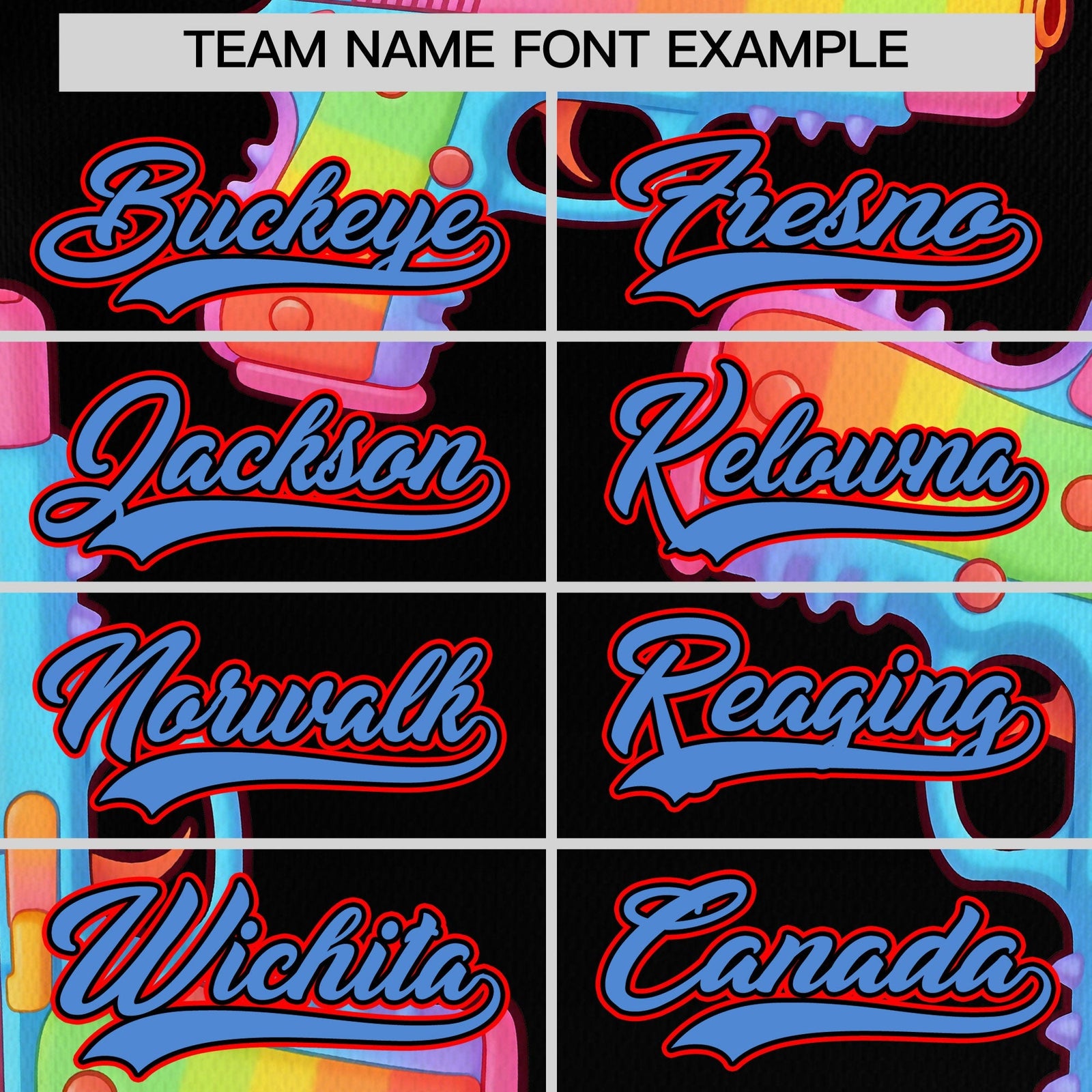 Custom Youth Baseball Jersey Black Powder Blue Sugar-Coated Firepower Graffiti Pattern Hip-hop