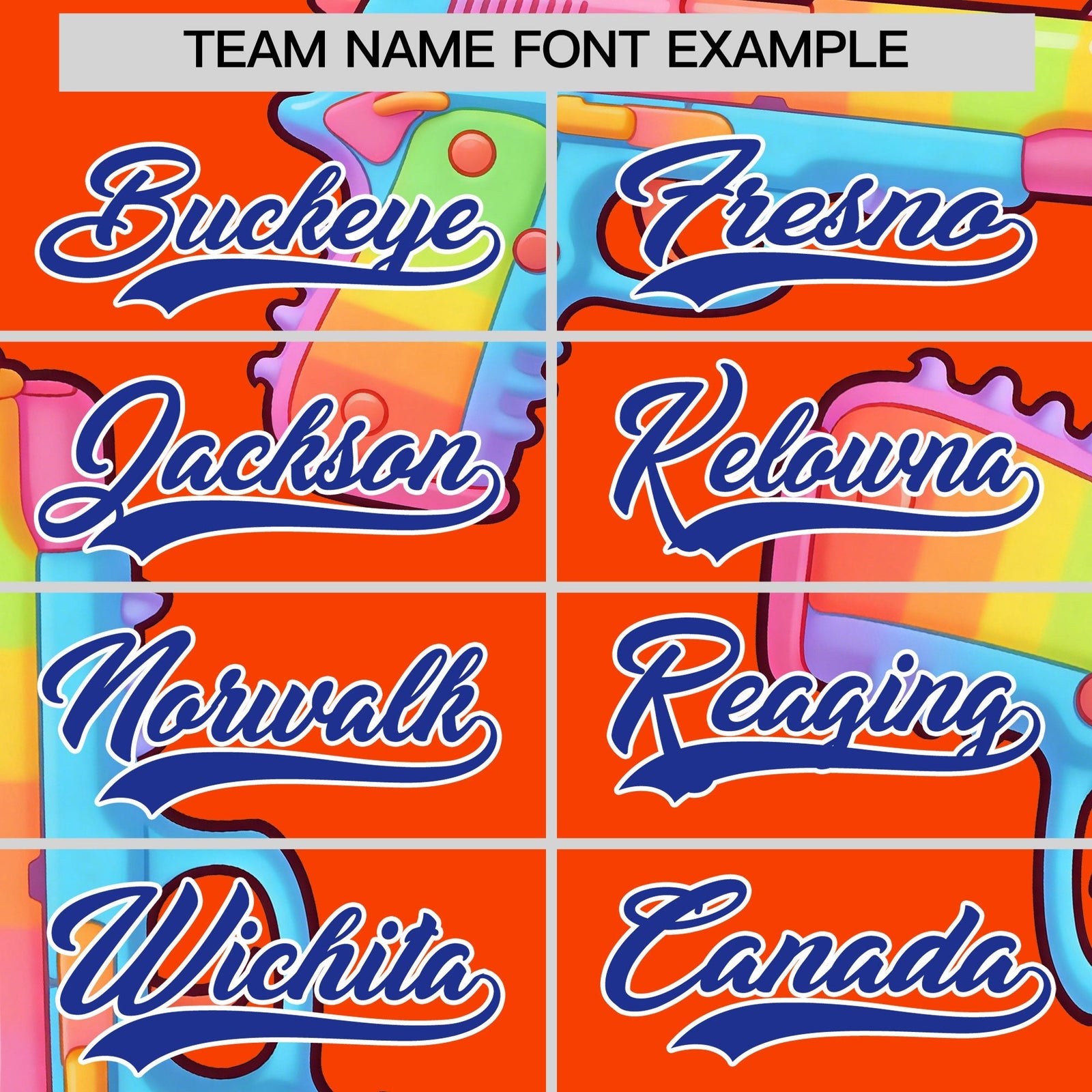 Custom Youth Baseball Jersey Orange Royal Blue Sugar-Coated Firepower Graffiti Pattern Urban Fashion