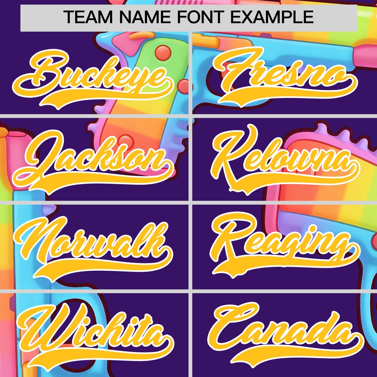 Custom Youth Baseball Jersey Purple Yellow Sugar-Coated Firepower Graffiti Pattern Street Style