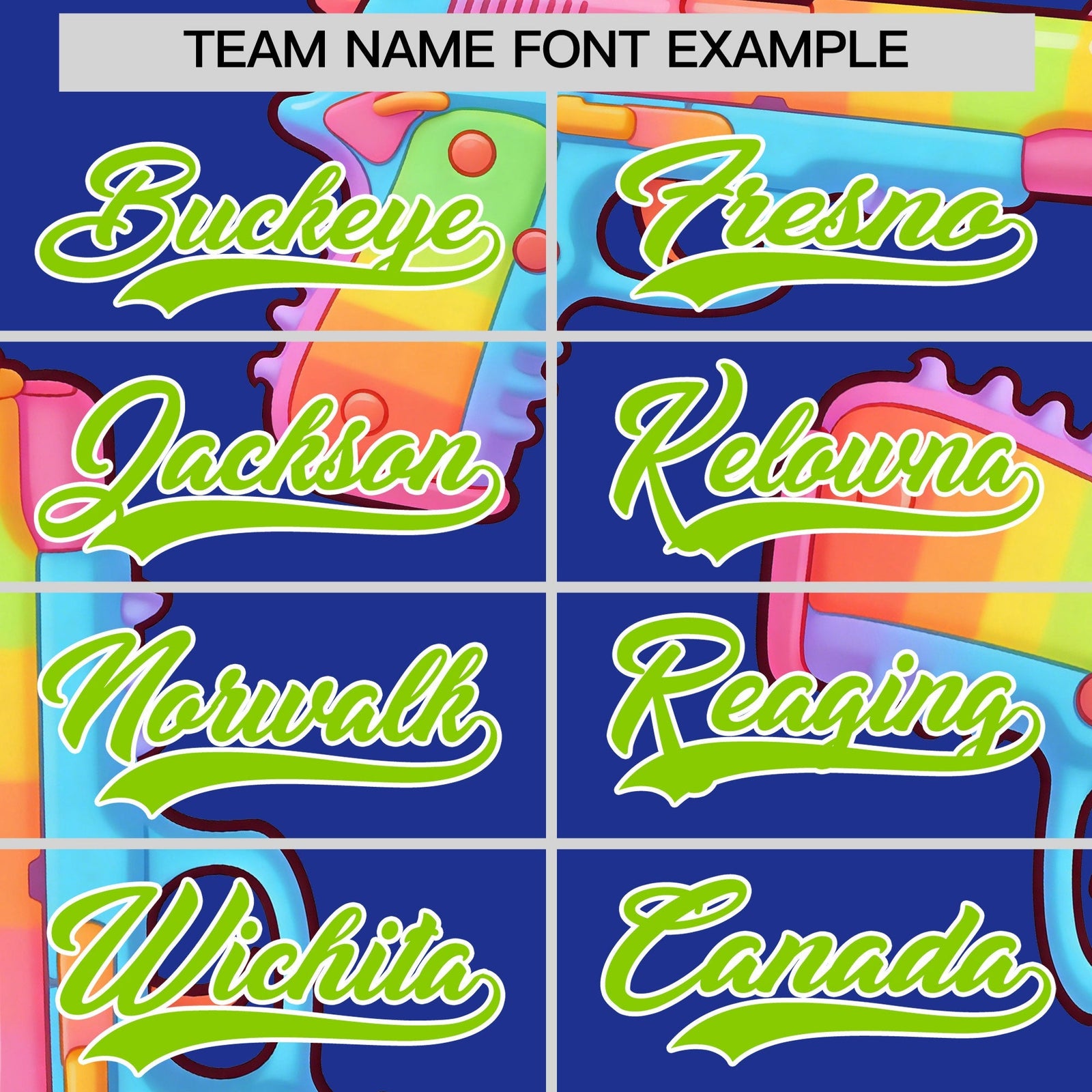Custom Youth Baseball Jersey Royal Blue Neon Green Sugar-Coated Firepower Graffiti Pattern Hip-hop