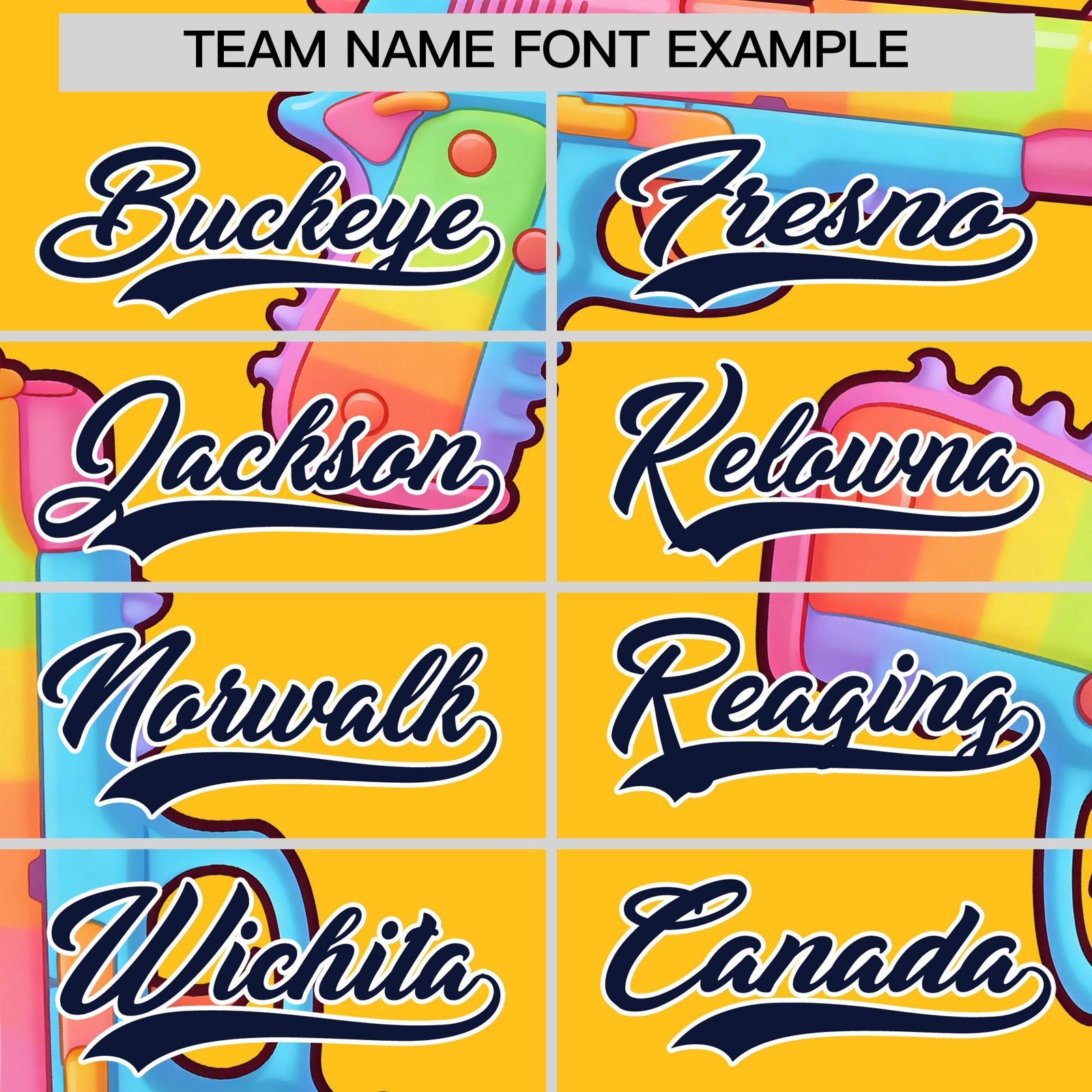 Custom Youth Baseball Jersey Yellow Navy Sugar-Coated Firepower Graffiti Pattern Street Style