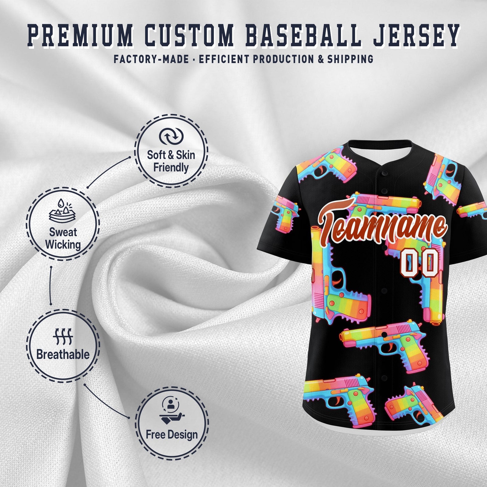 Custom Youth Baseball Jersey Black Dark Orange Sugar-Coated Firepower Graffiti Pattern Urban Fashion