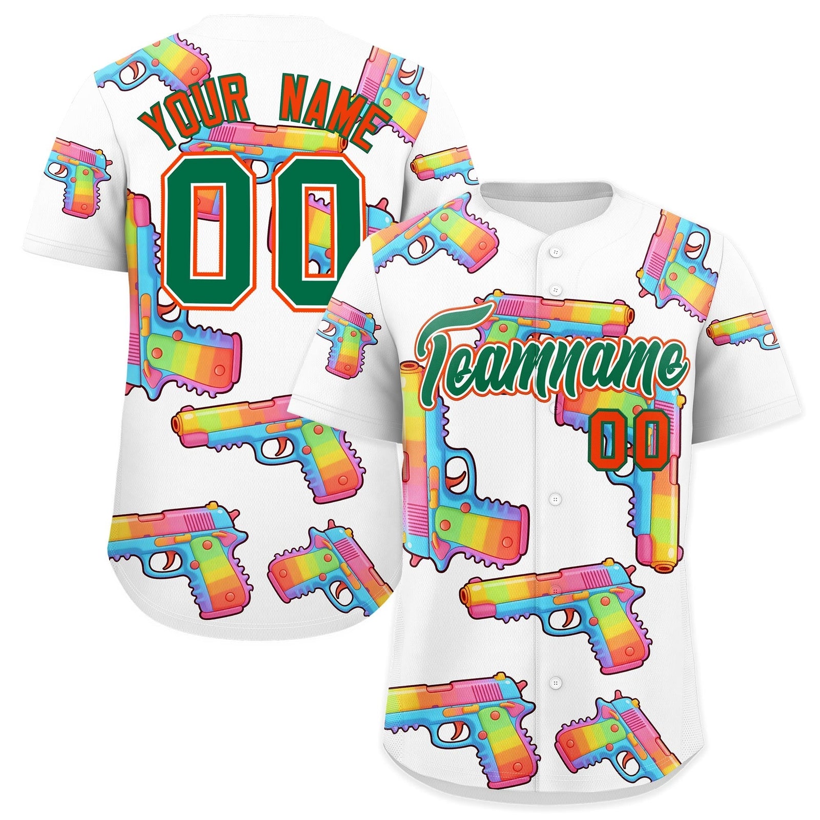 Custom Youth Baseball Jersey White Kelly Green Sugar-Coated Firepower Graffiti Pattern Street Style