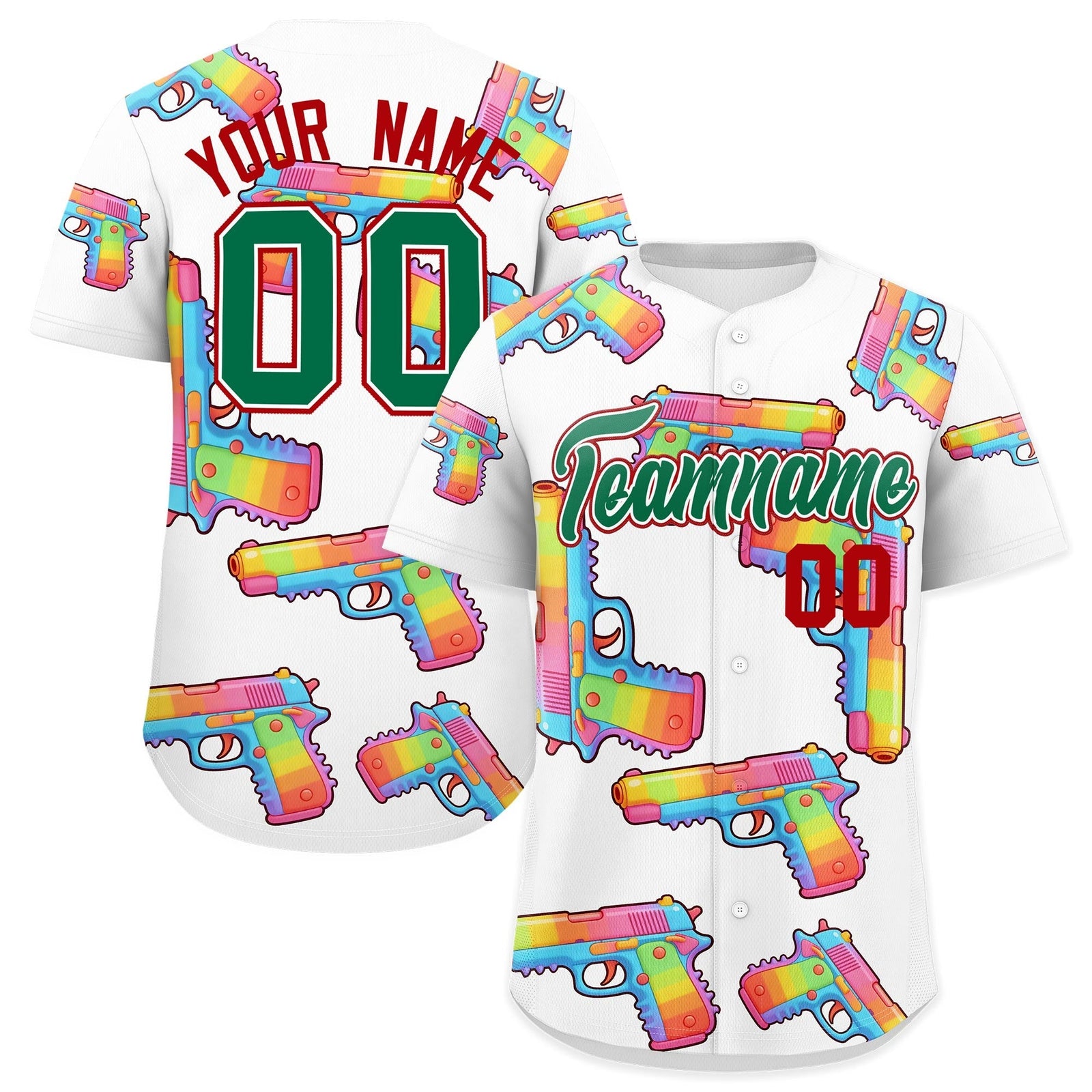 Custom Youth Baseball Jersey White Kelly Green Sugar-Coated Firepower Graffiti Pattern Hip-hop