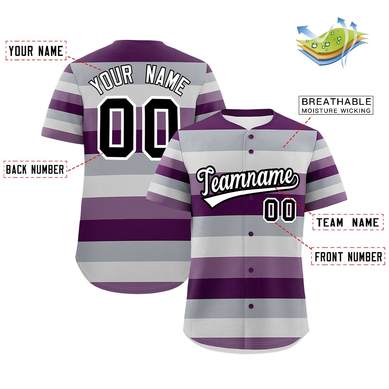 Custom Purple Gray Genderless For Pride Month Classic Style Baseball Jersey| KXKSHOP