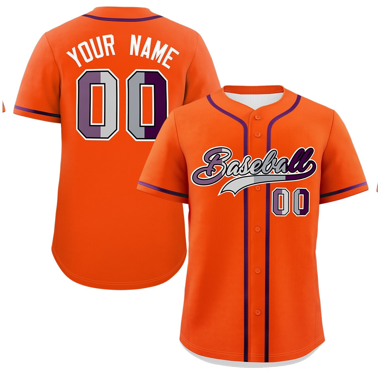 Custom Orange Purple Genderless For Pride Month Classic Style Baseball Jersey| KXKSHOP
