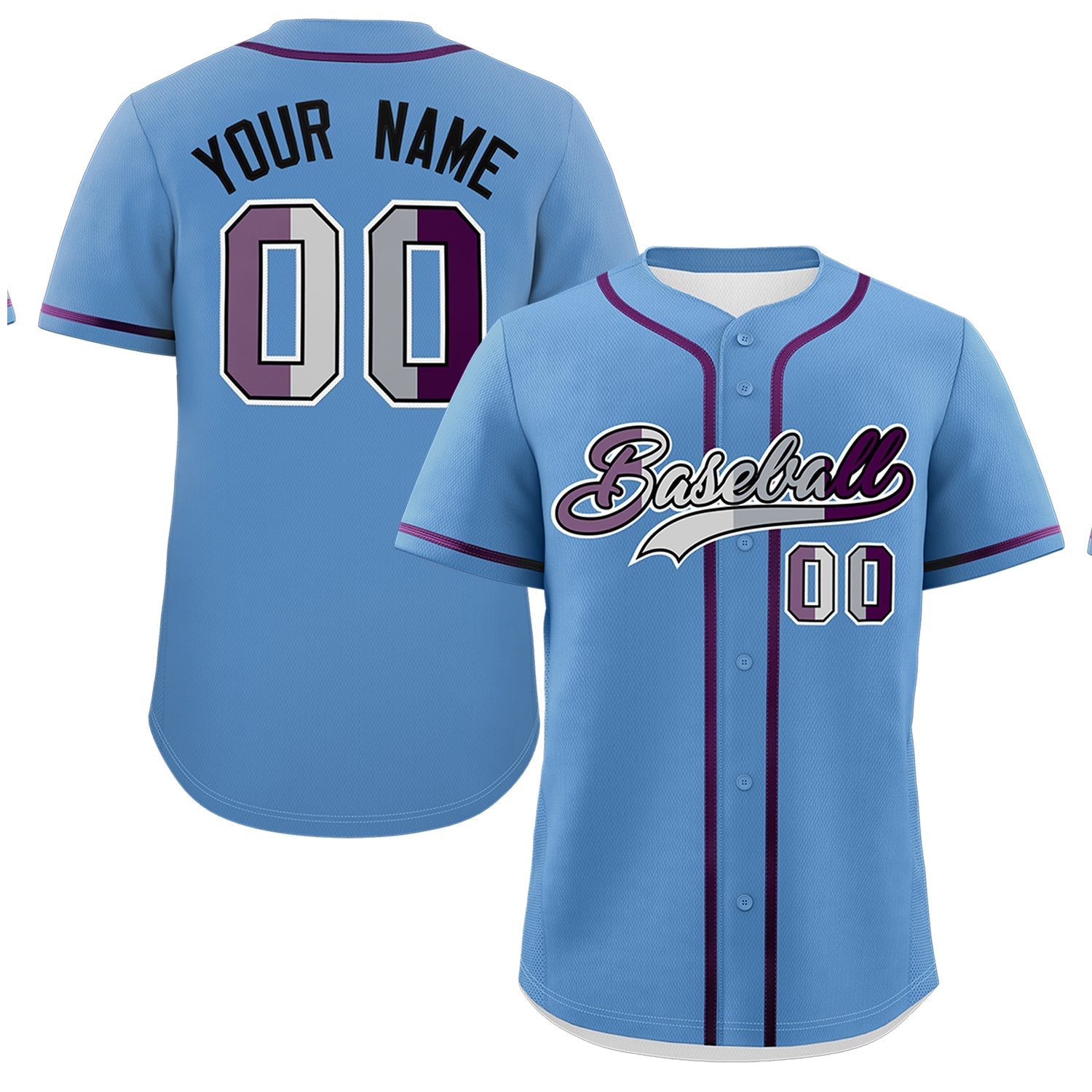 Custom Light Blue Purple Genderless For Pride Month Classic Style Baseball Jersey| KXKSHOP