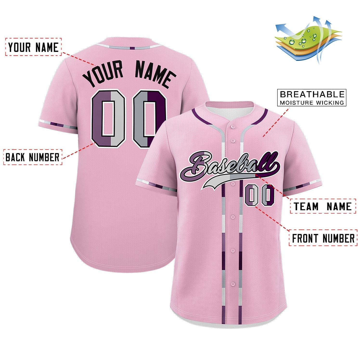 Custom Light Pink Genderless For Pride Month Classic Style Baseball Jersey| KXKSHOP