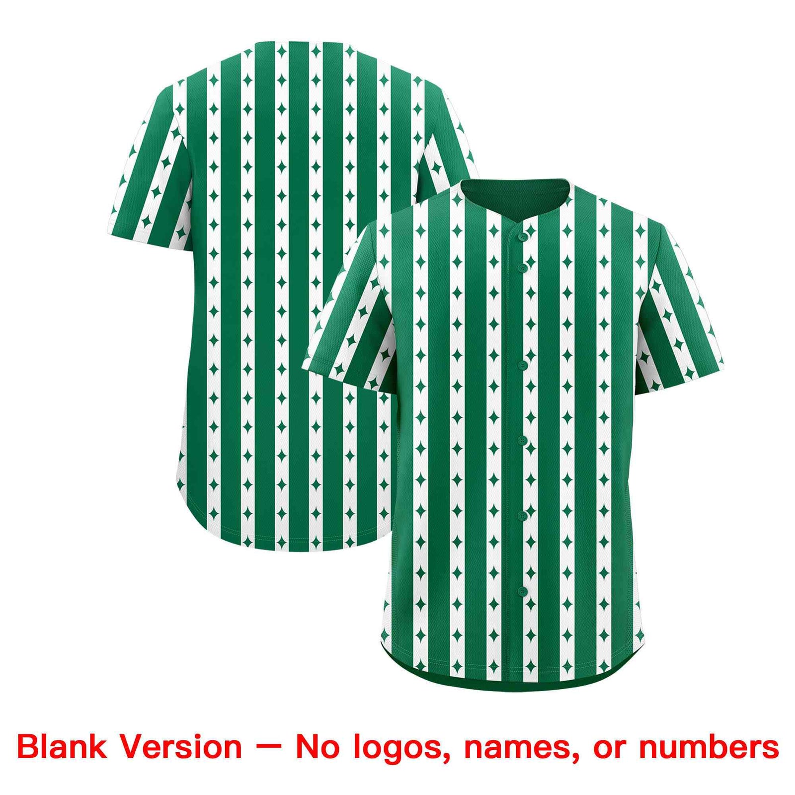Custom Kelly Green White Star Pattern Thick Stripes Baseball Jersey