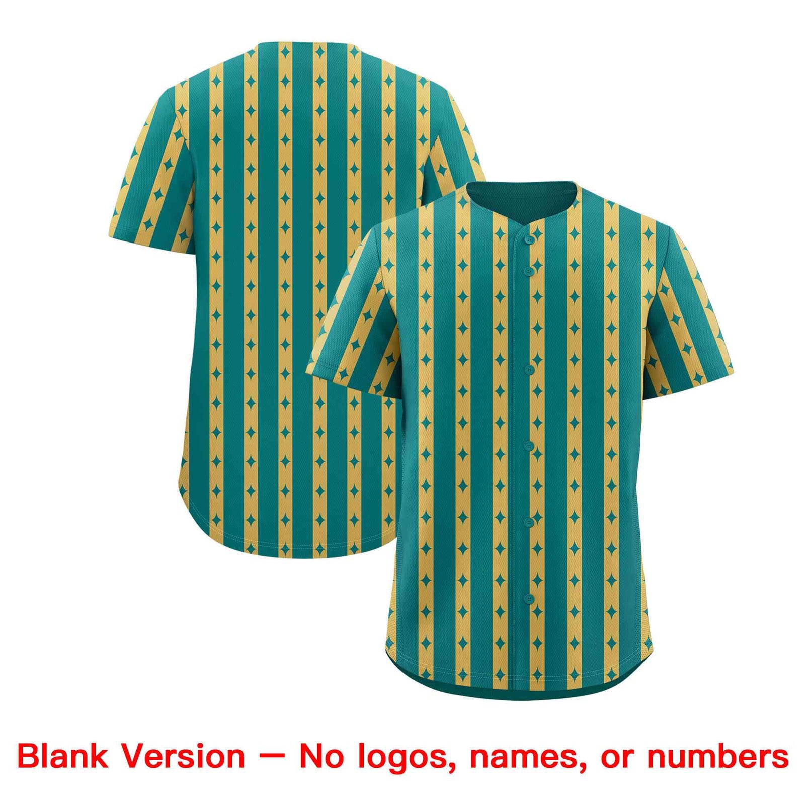 Custom Teal Old Gold Star Pattern Thick Stripes Baseball Jersey