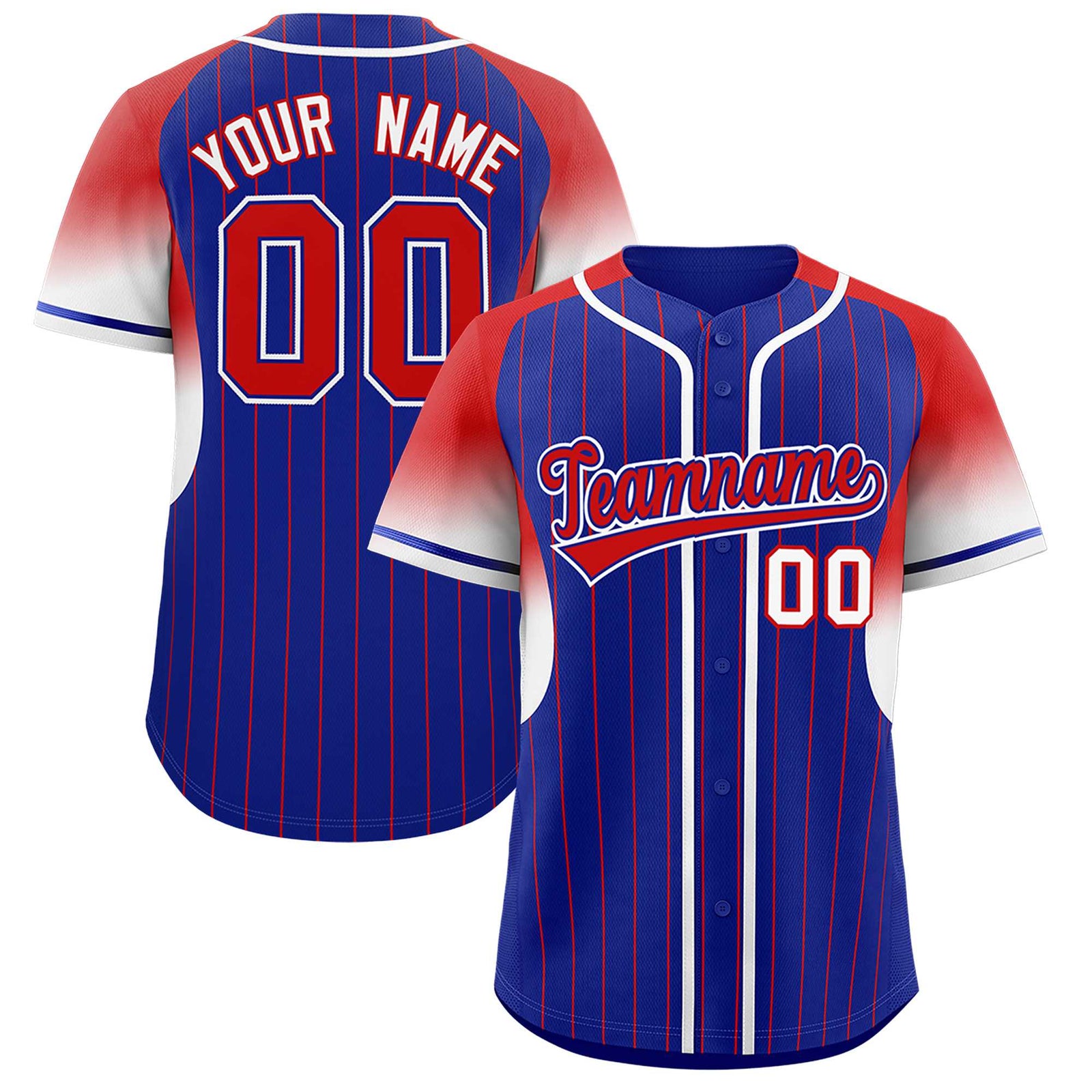 Custom Royal Red Stripe Fashion Sleeves Gradient Authentic Baseball Jersey