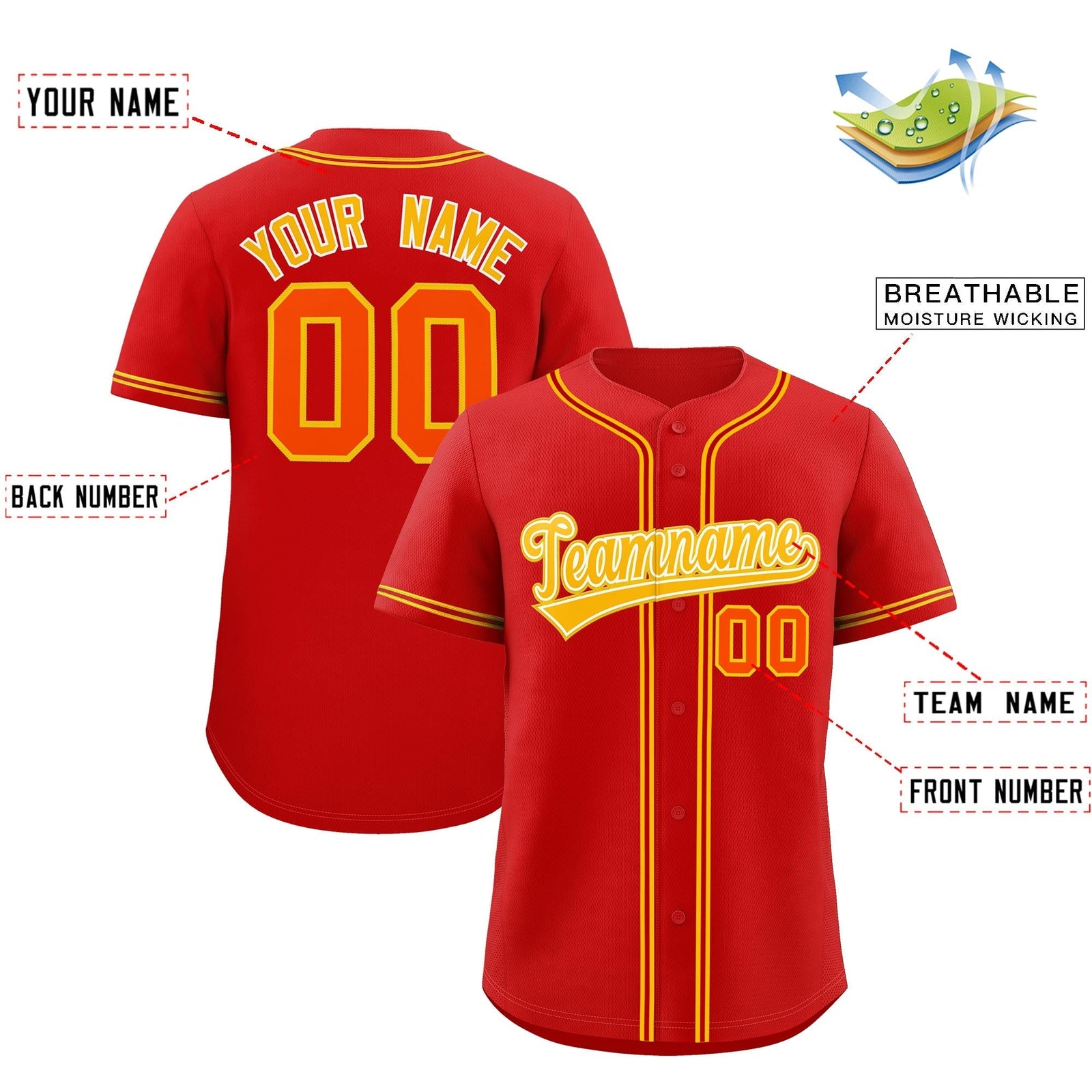 Custom Red Classic Style Stitched Sports Uniform Personalized For Teams Lightweight Baseball Jersey| KXKSHOP