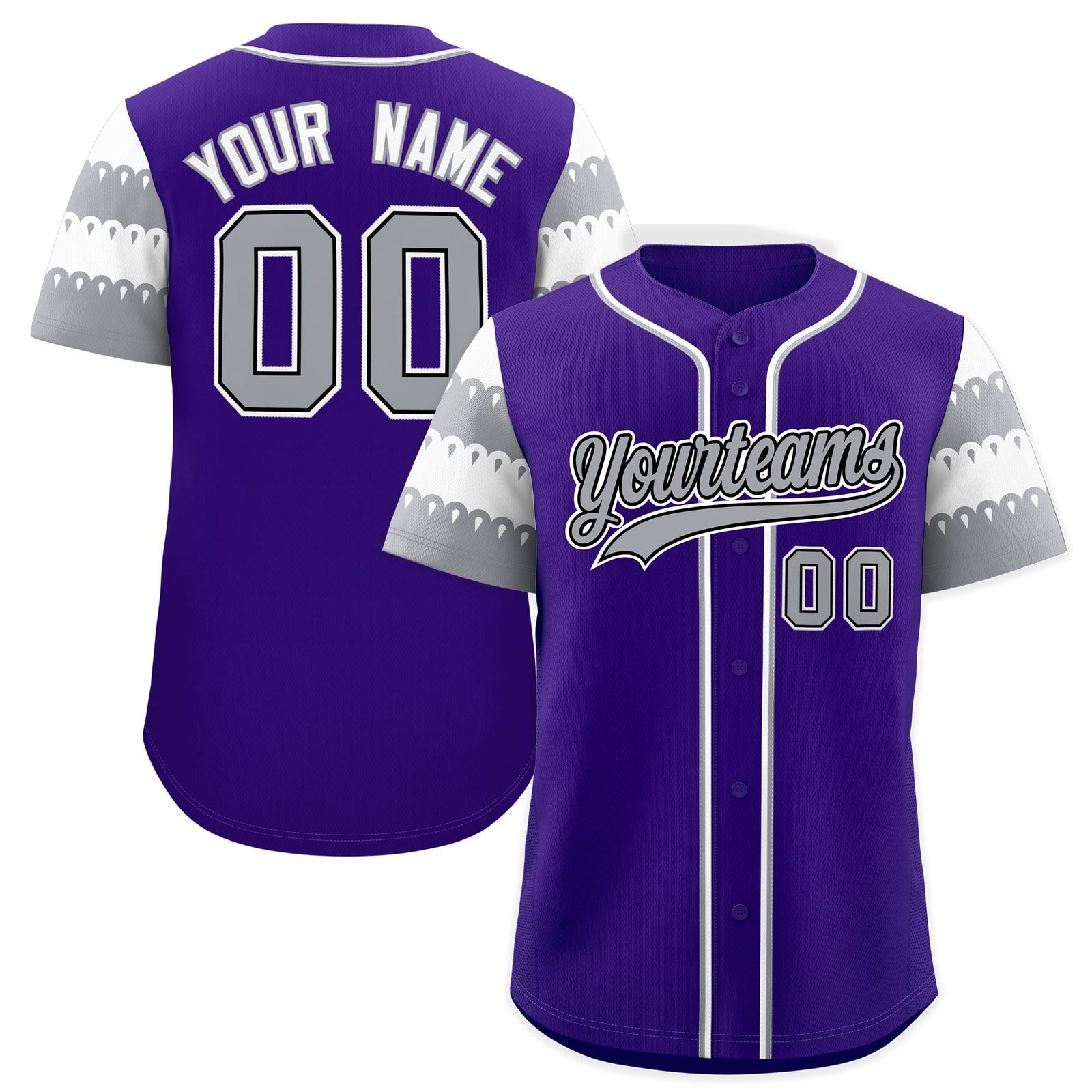 Custom Purple Gray White Sleeve Flag Lace Baseball Jersey | Sublimation Printed & Embroidery,Add Name and Numbern,Perfect for Teams | KXKSHOP