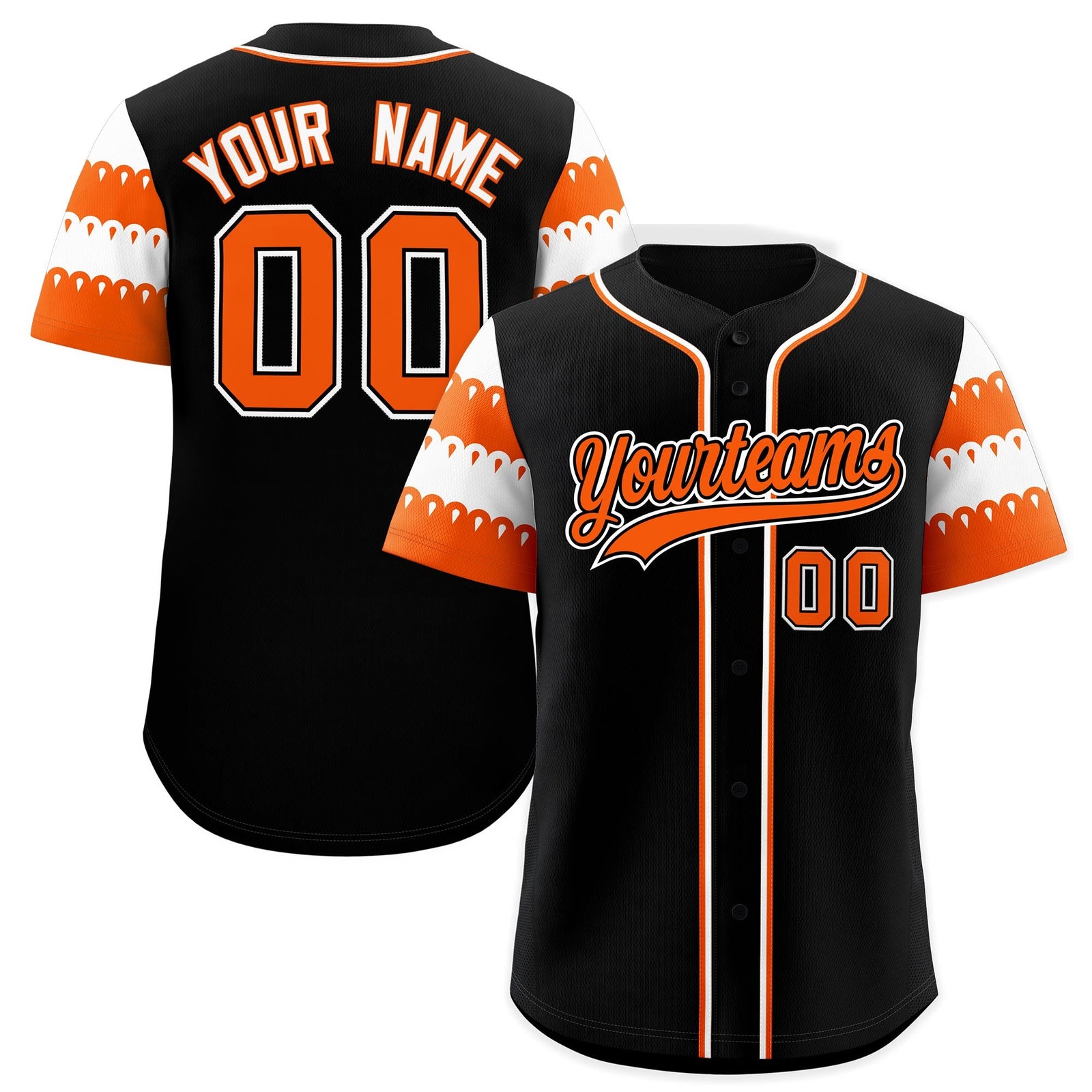 Custom Black Orange White Sleeve Flag Lace Baseball Jersey | Sublimation Printed & Embroidery,Add Name and Numbern,Perfect for Teams | KXKSHOP