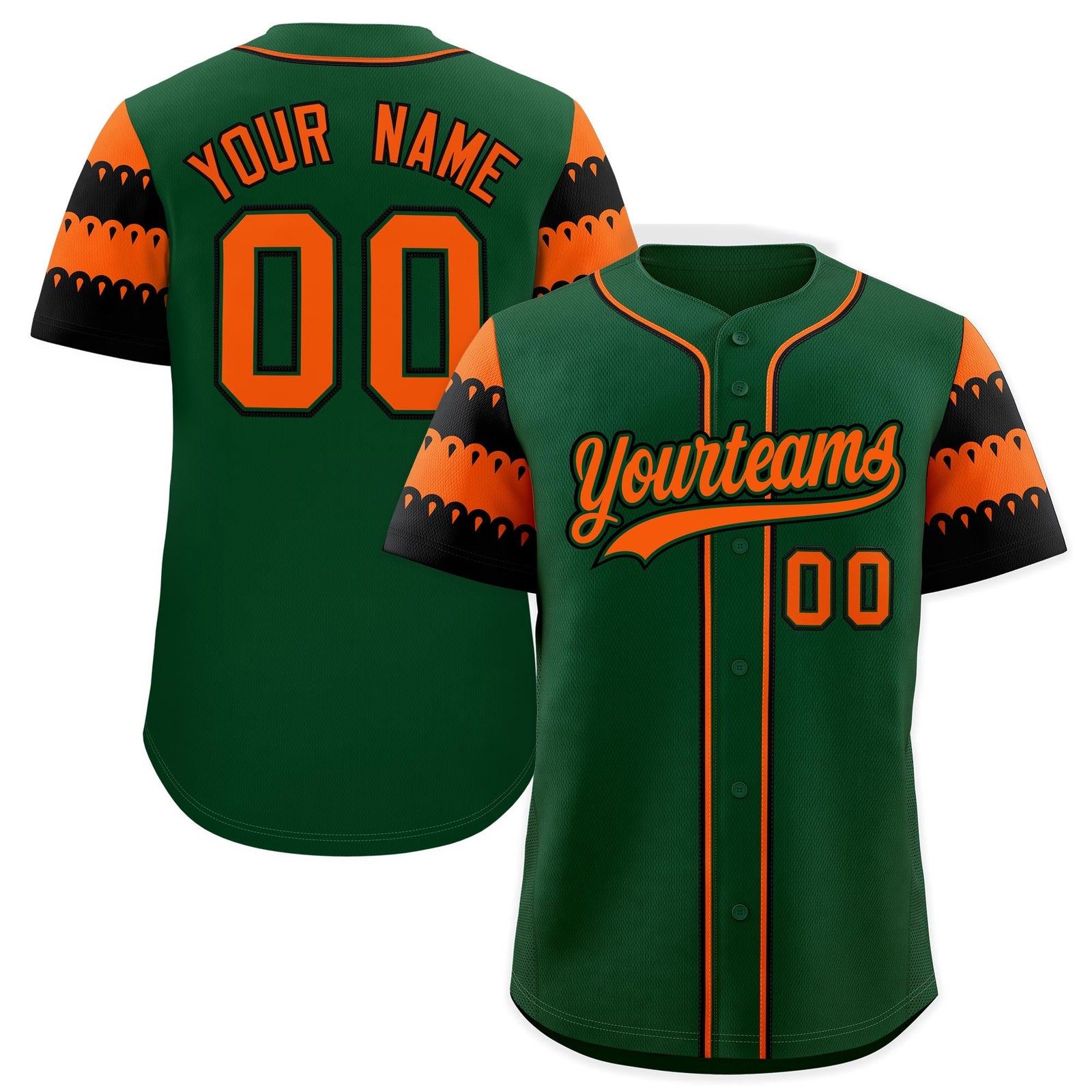 Custom Green Orange Black Sleeve Flag Lace Baseball Jersey | Sublimation Printed & Embroidery,Add Name and Numbern,Perfect for Teams | KXKSHOP