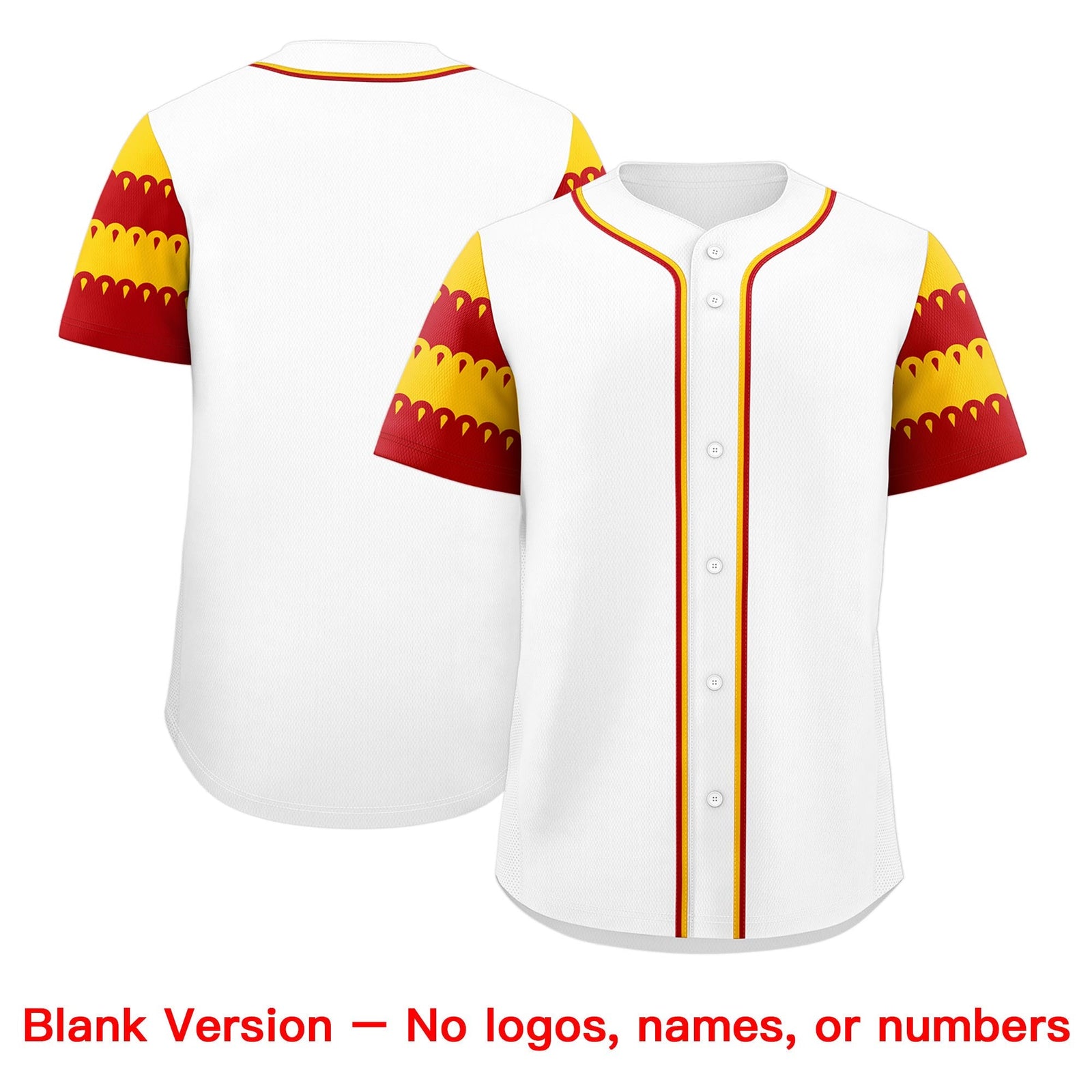 Custom White Red Gold Sleeve Flag Lace Baseball Jersey | Sublimation Printed & Embroidery,Add Name and Numbern,Perfect for Teams | KXKSHOP