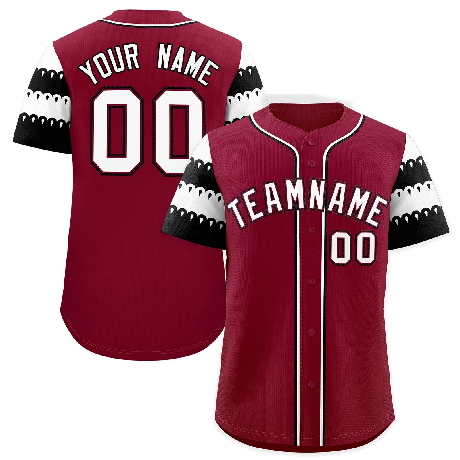 Custom Crimson White Black Sleeve Flag Lace Baseball Jersey | Sublimation Printed & Embroidery,Add Name and Numbern,Perfect for Teams | KXKSHOP