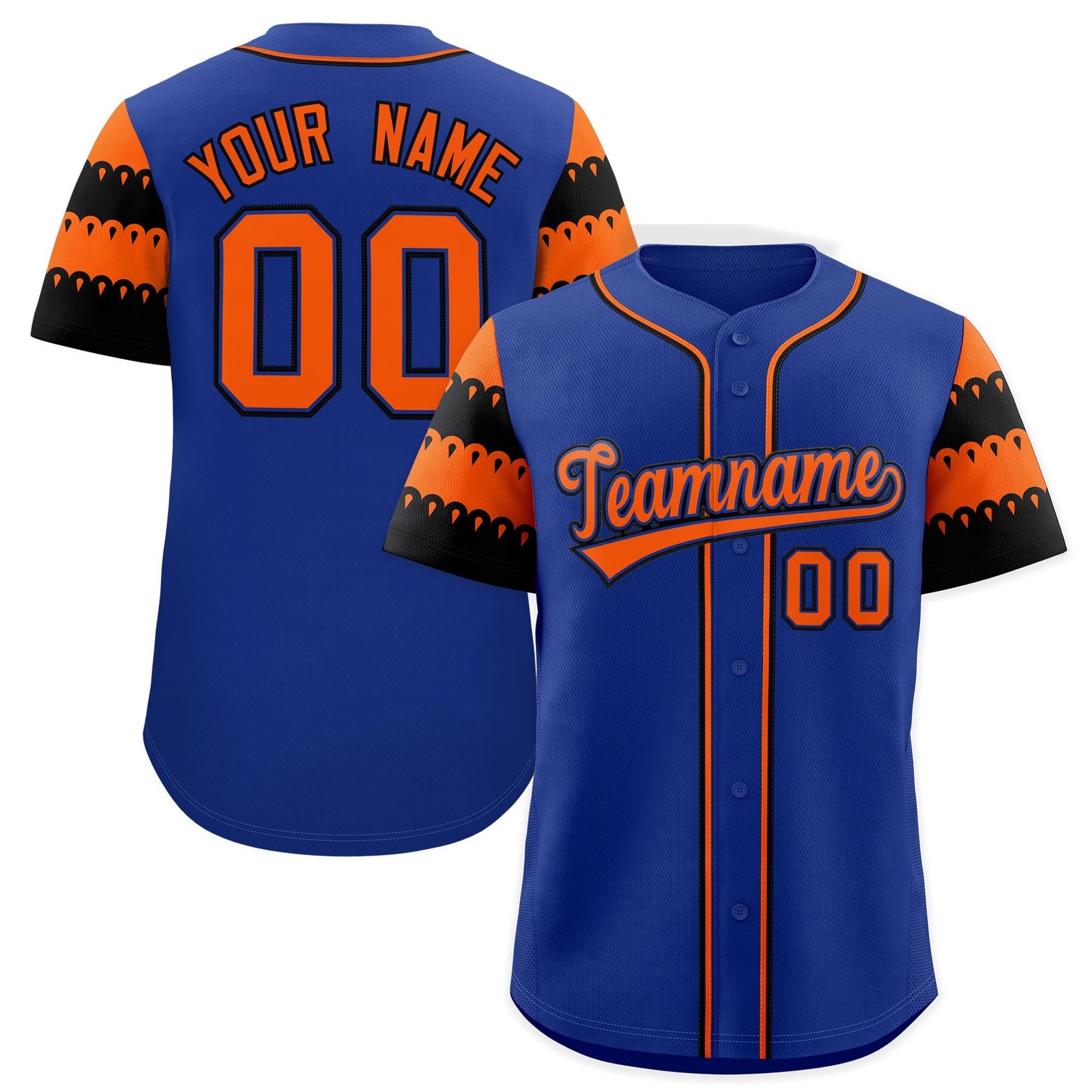 Custom Royal Orange Black Sleeve Flag Lace Baseball Jersey | Sublimation Printed & Embroidery,Add Name and Numbern,Perfect for Teams | KXKSHOP