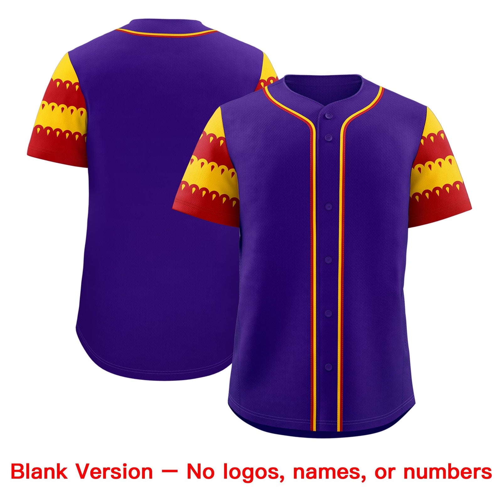 Custom Purple Gold Red Sleeve Flag Lace Baseball Jersey | Sublimation Printed & Embroidery,Add Name and Numbern,Perfect for Teams | KXKSHOP