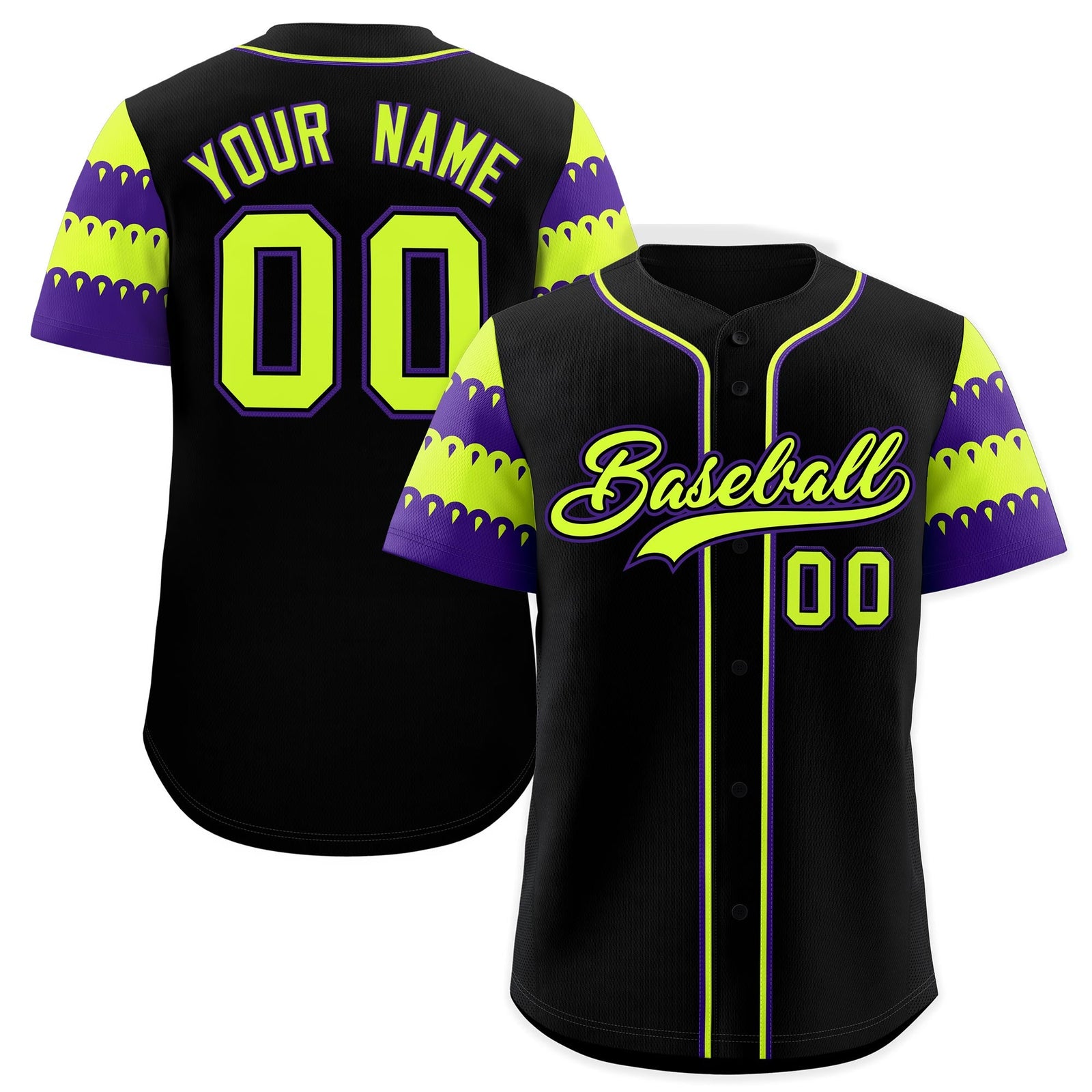 Custom Black Purple Sleeve Flag Lace Baseball Jersey | Sublimation Printed & Embroidery,Add Name and Numbern,Perfect for Teams | KXKSHOP