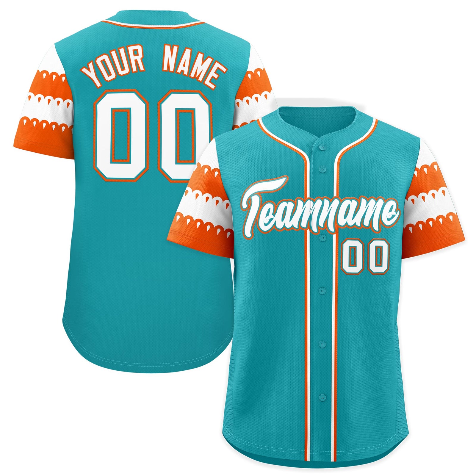 Custom Aqua Orange White Sleeve Flag Lace Baseball Jersey | Sublimation Printed & Embroidery,Add Name and Numbern,Perfect for Teams | KXKSHOP