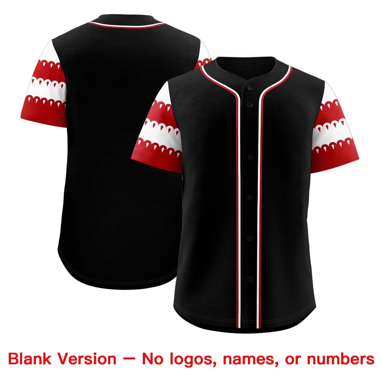 Custom Black Red White Sleeve Flag Lace Baseball Jersey | Sublimation Printed & Embroidery,Add Name and Numbern,Perfect for Teams | KXKSHOP