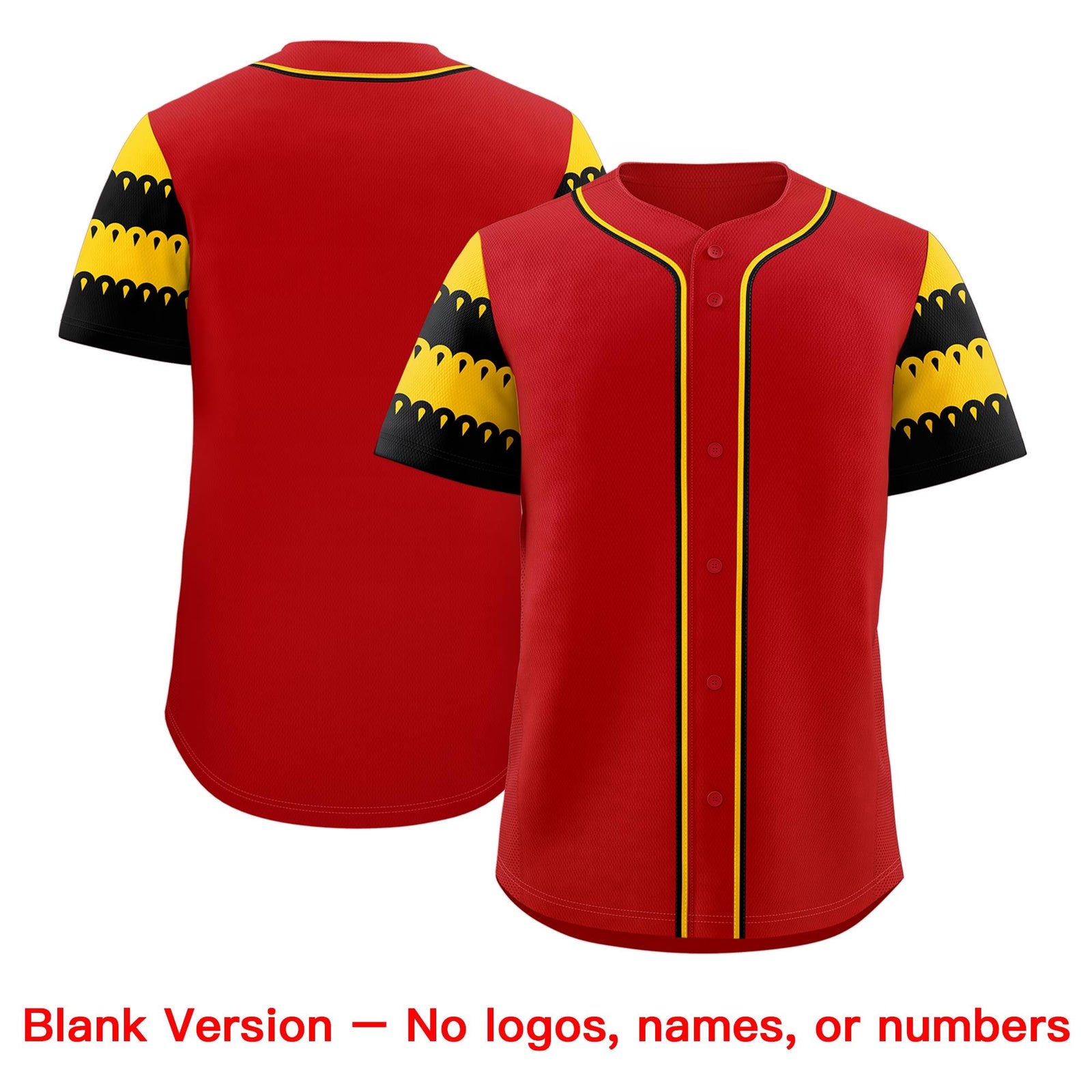 Custom Red Black Gold Sleeve Flag Lace Baseball Jersey | Sublimation Printed & Embroidery,Add Name and Numbern,Perfect for Teams | KXKSHOP