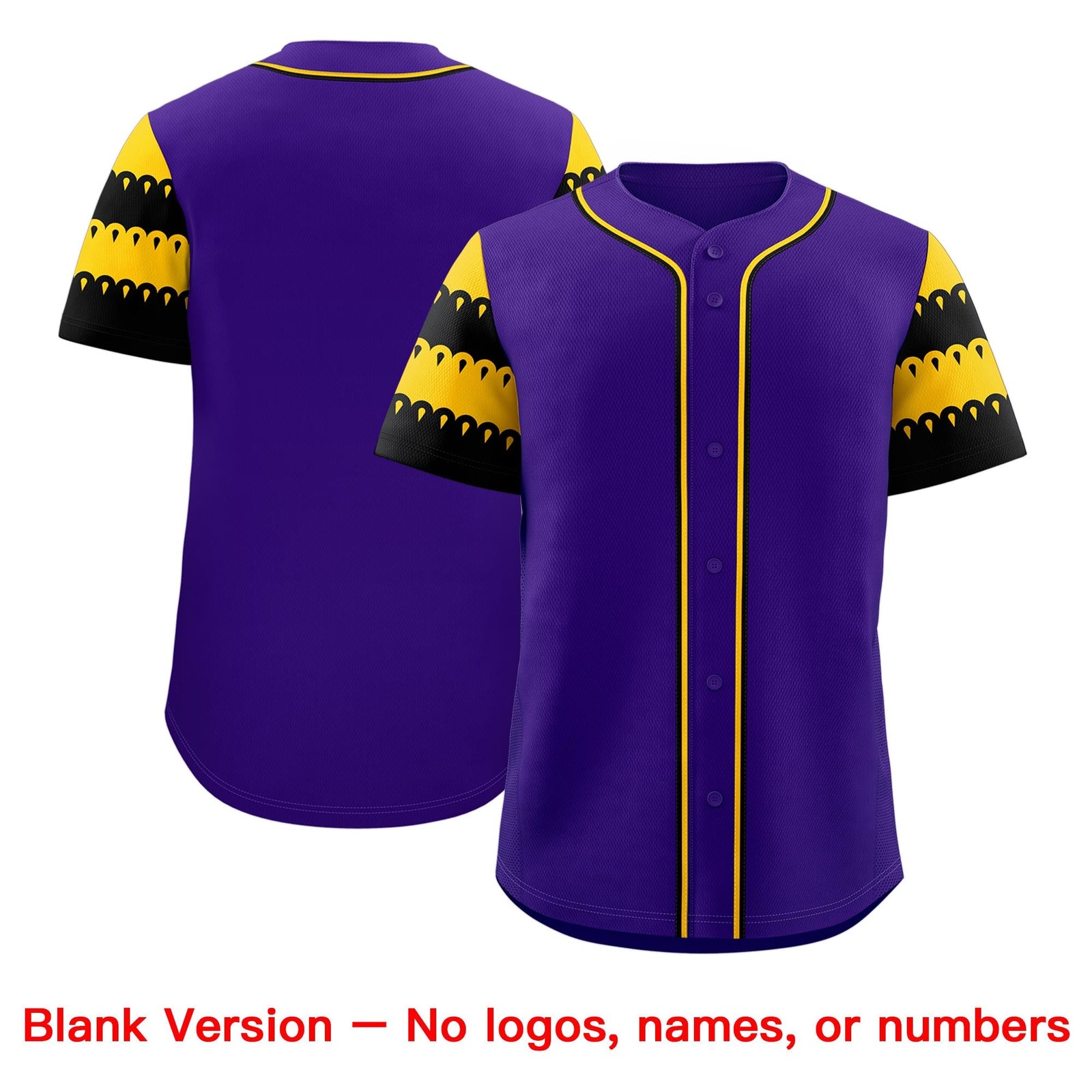 Custom Purple Gold Black Sleeve Flag Lace Baseball Jersey | Sublimation Printed & Embroidery,Add Name and Numbern,Perfect for Teams | KXKSHOP