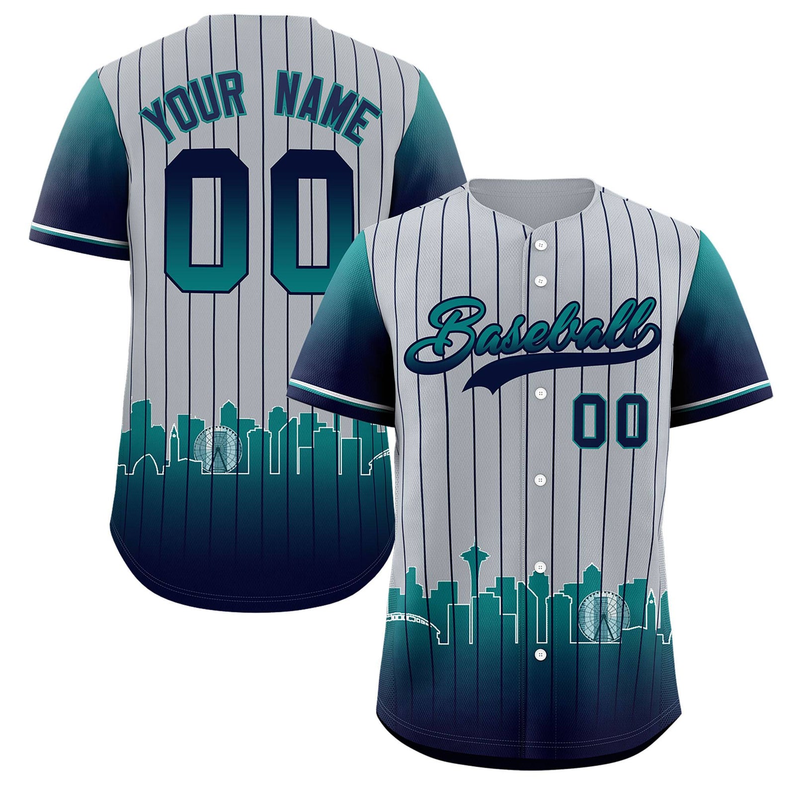 Custom Gray Seattle City Silhouette Authentic Baseball Jersey