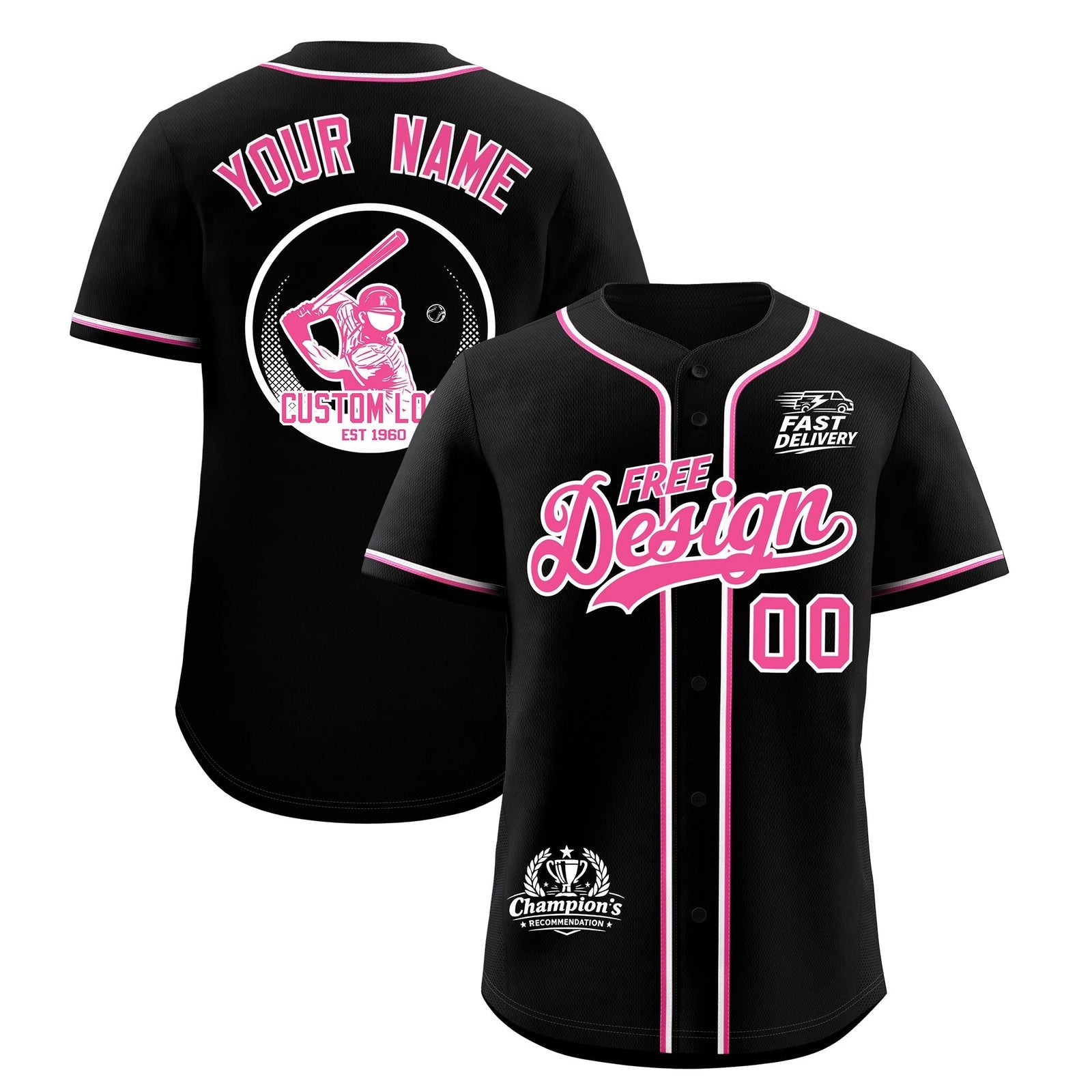 Custom Black Pink Classic Style Stitched Sports Uniform Personalized For Teams Baseball Jersey| KXKSHOP